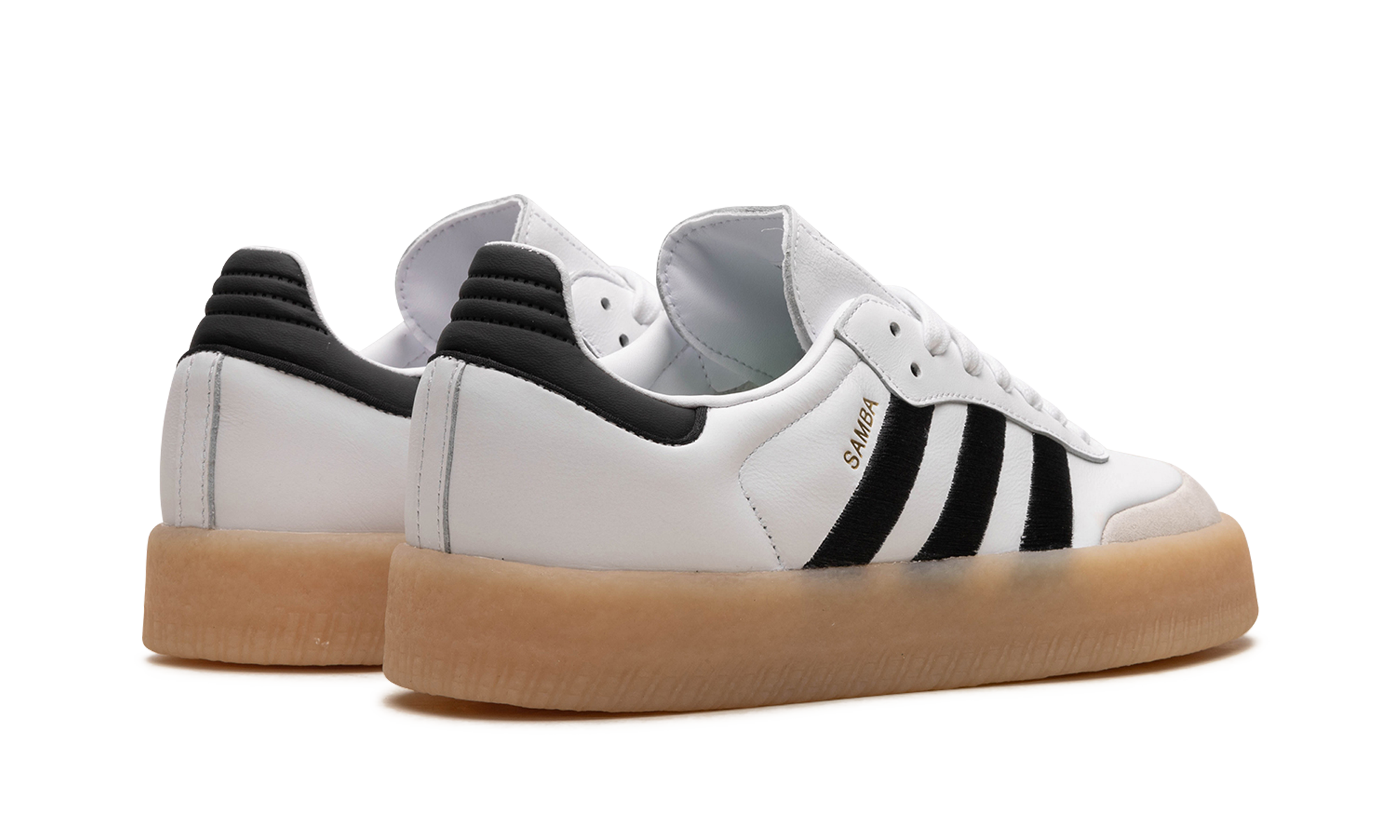 adidas sambae white black gum women s+IG5744+diagnol right behind view