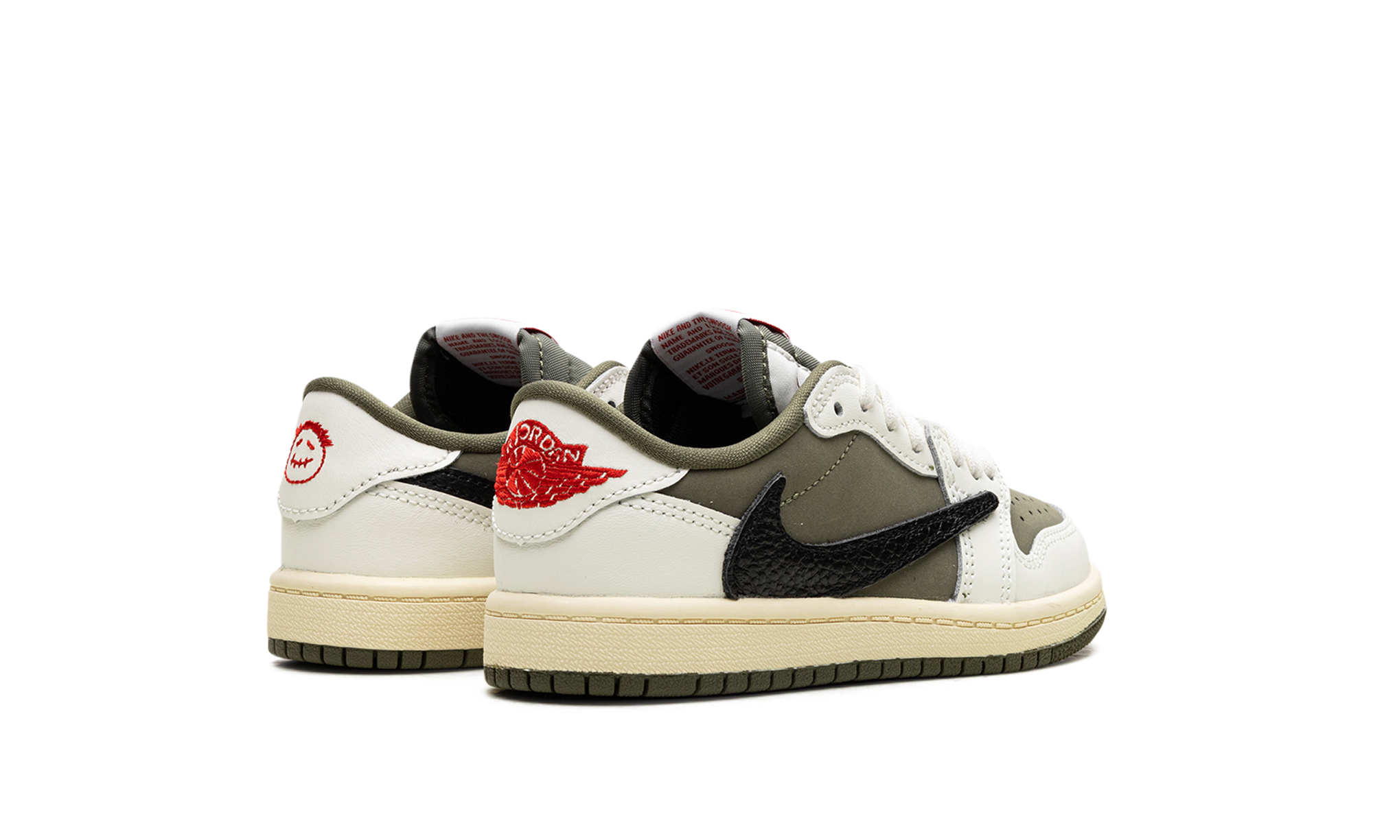 jordan 1 retro low og sp travis scott medium olive ps+DO5442-200+diagnol right behind view