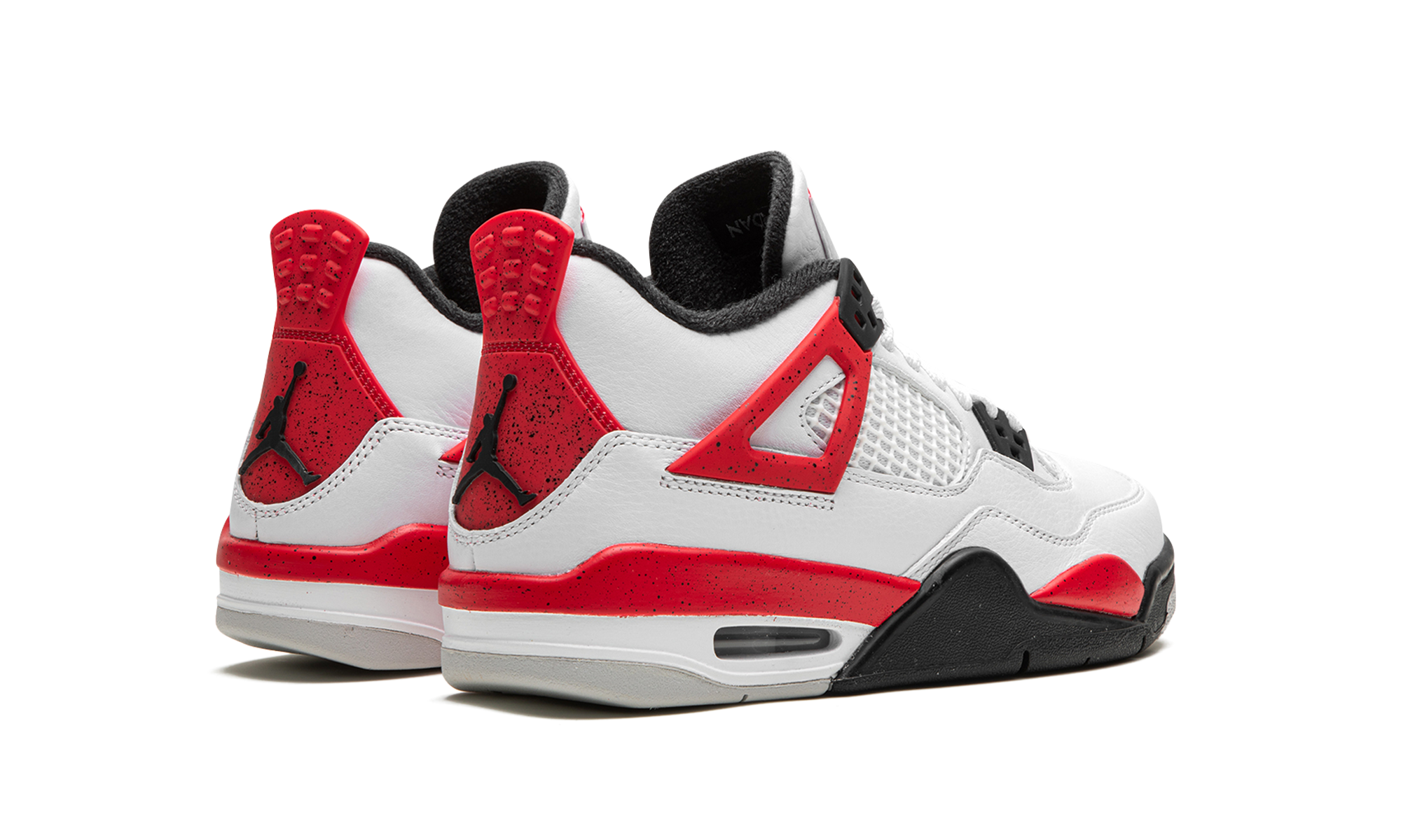 jordan 4 retro red cement gs+408452-161+diagnol right behind view