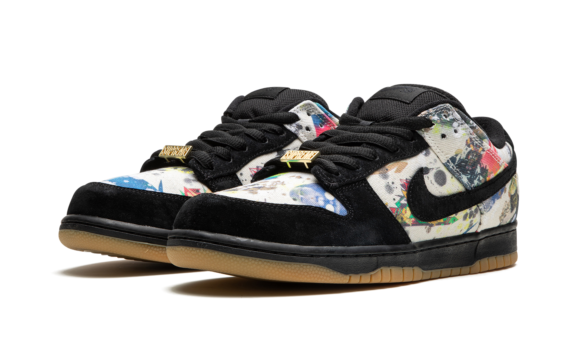nike sb dunk low supreme rammellzee+FD8778-001+diagnol left view