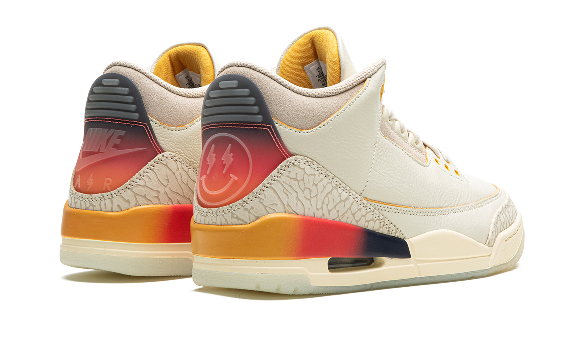 jordan 3 retro sp j balvin medellin sunset+FN0344-901+diagnol right behind view