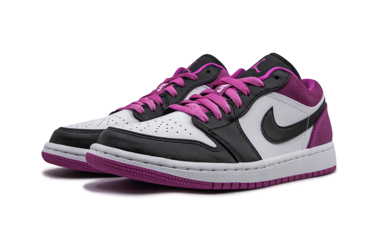 jordan 1 low black active fuchsia+CK3022-005+diagnol left view