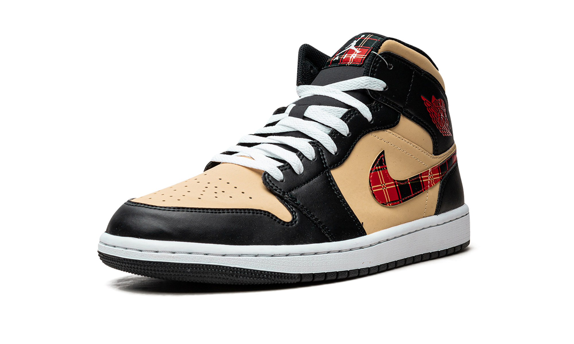 air jordan 1 mid tartan swoosh+DZ5329-001+left diagnol single view
