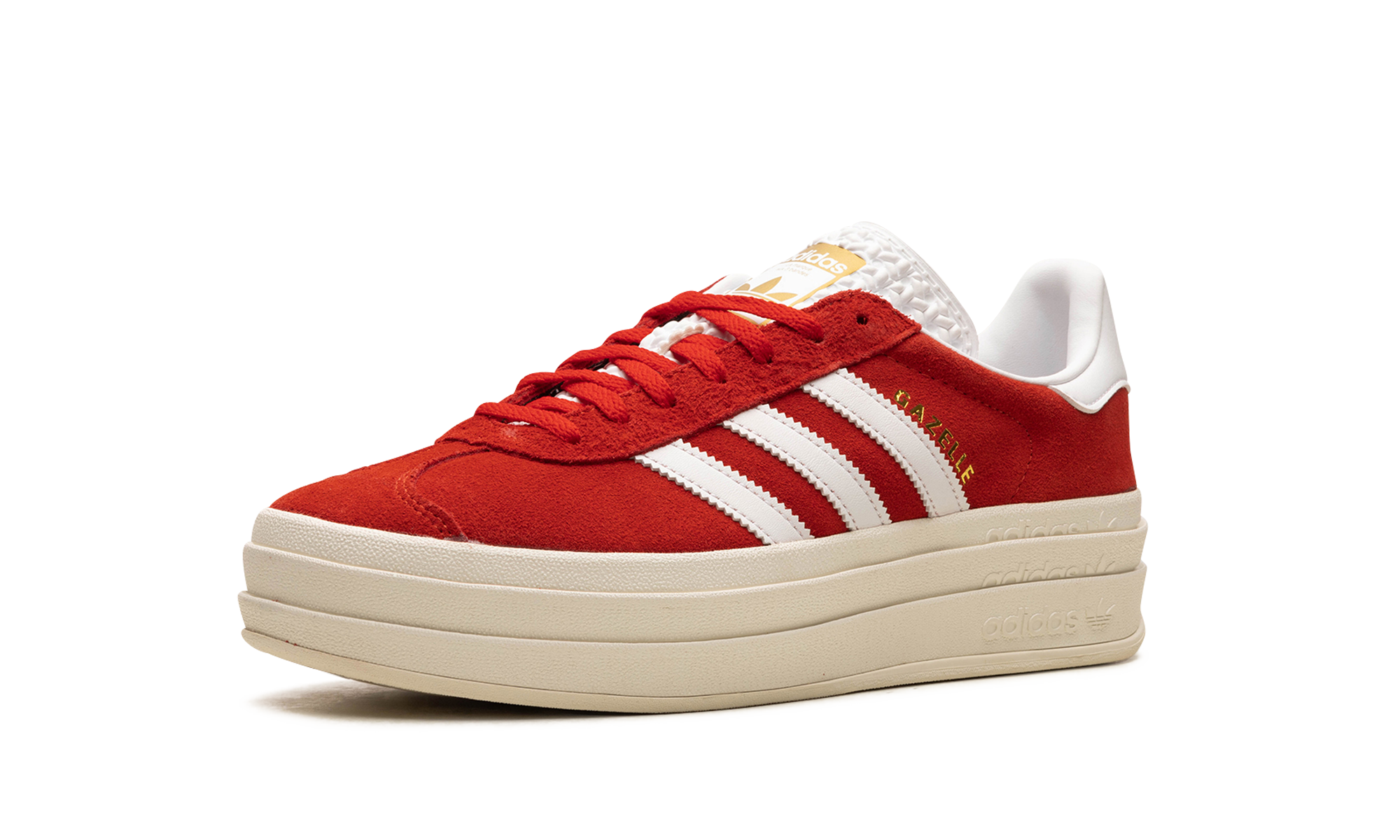 adidas gazelle bold red cloud white women s+ID6990+left diagnol single view