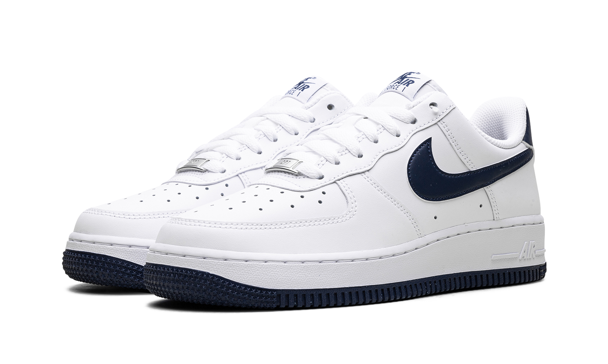nike air force 1 07 white midnight navy 2024+FJ4146-104+diagnol left view