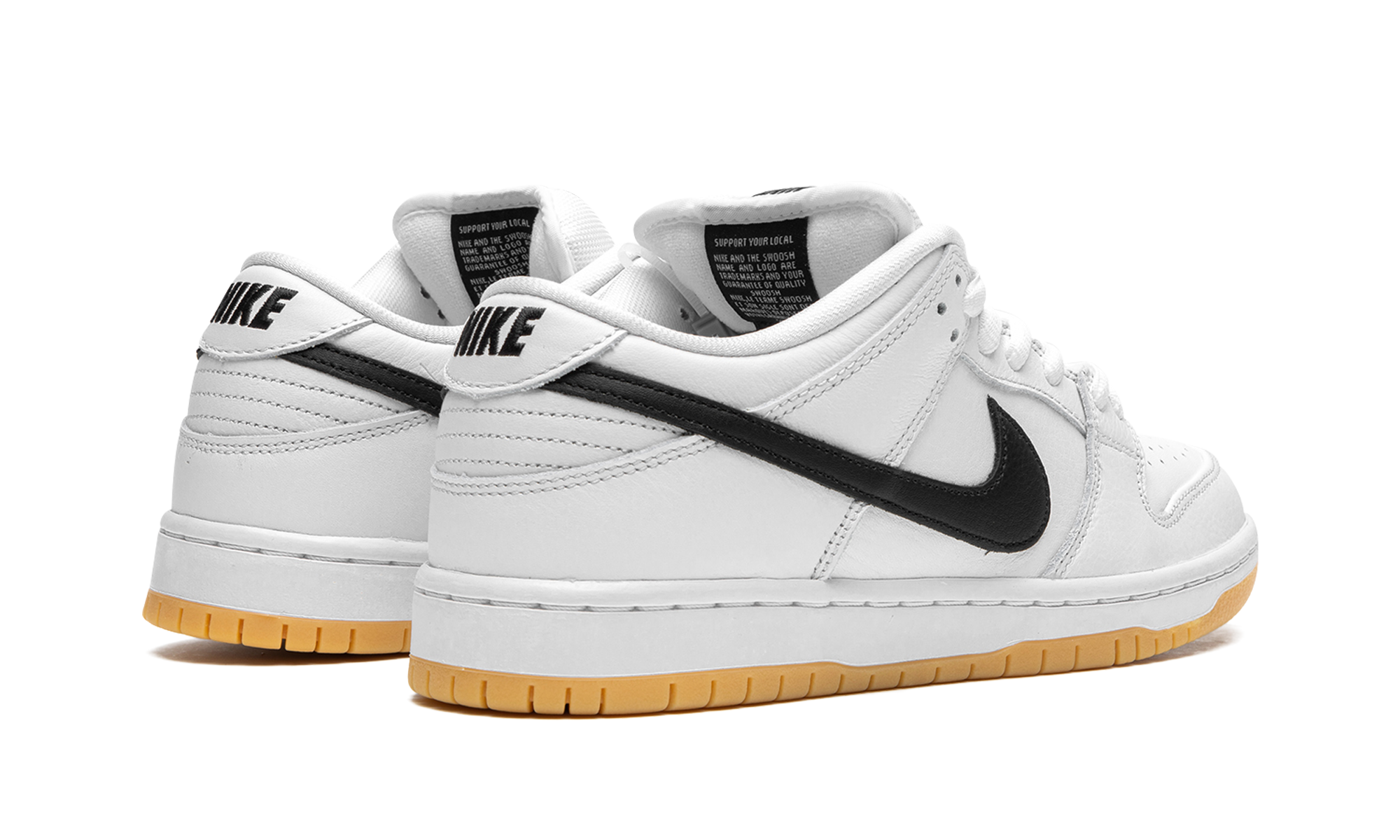 nike sb dunk low pro white gum+CD2563-101+diagnol right behind view