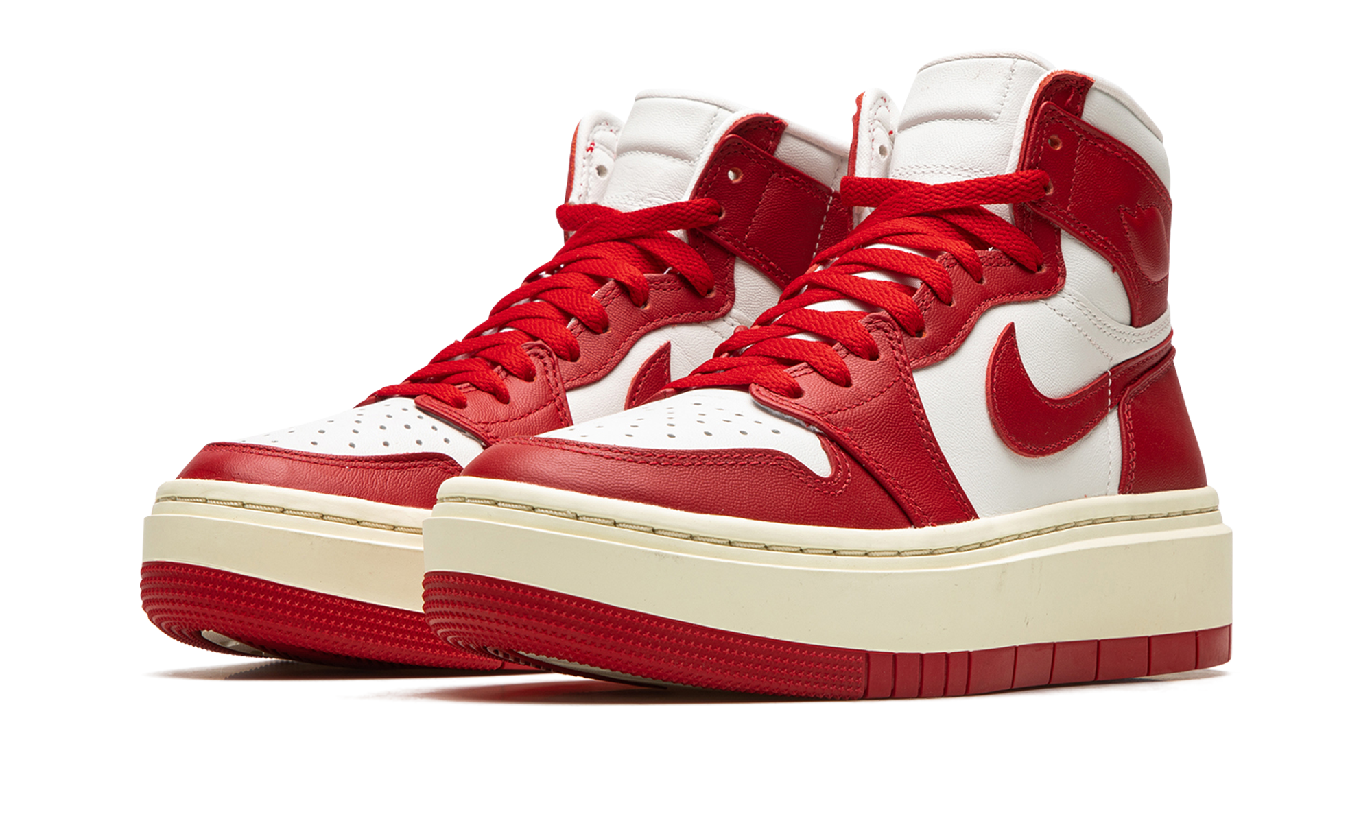 jordan 1 elevate high summit white varsity red women s+DN3253-116+diagnol left view