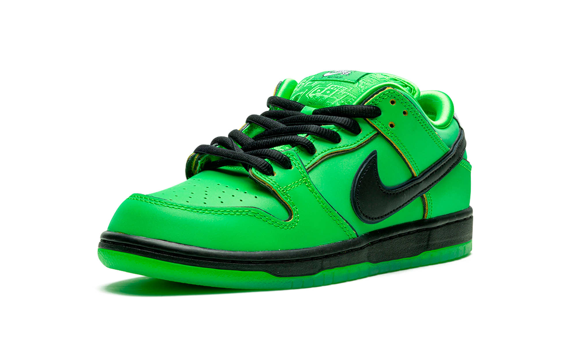 nike sb dunk low the powerpuff girls buttercup+FZ8319-300+left diagnol single view