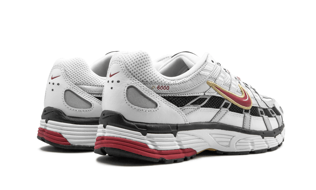 nike p 6000 white gold red women s+BV1021-101+diagnol right behind view