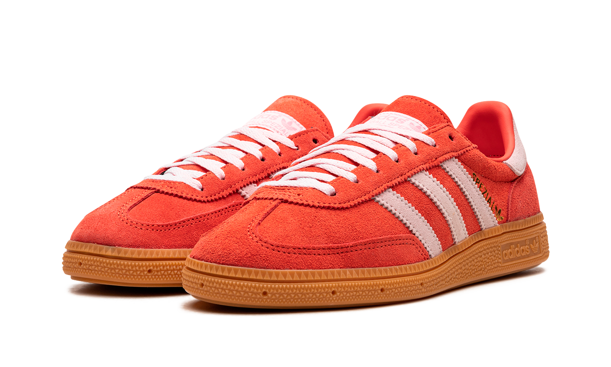 adidas handball spezial bright red clear pink women s+IE5894+diagnol left view