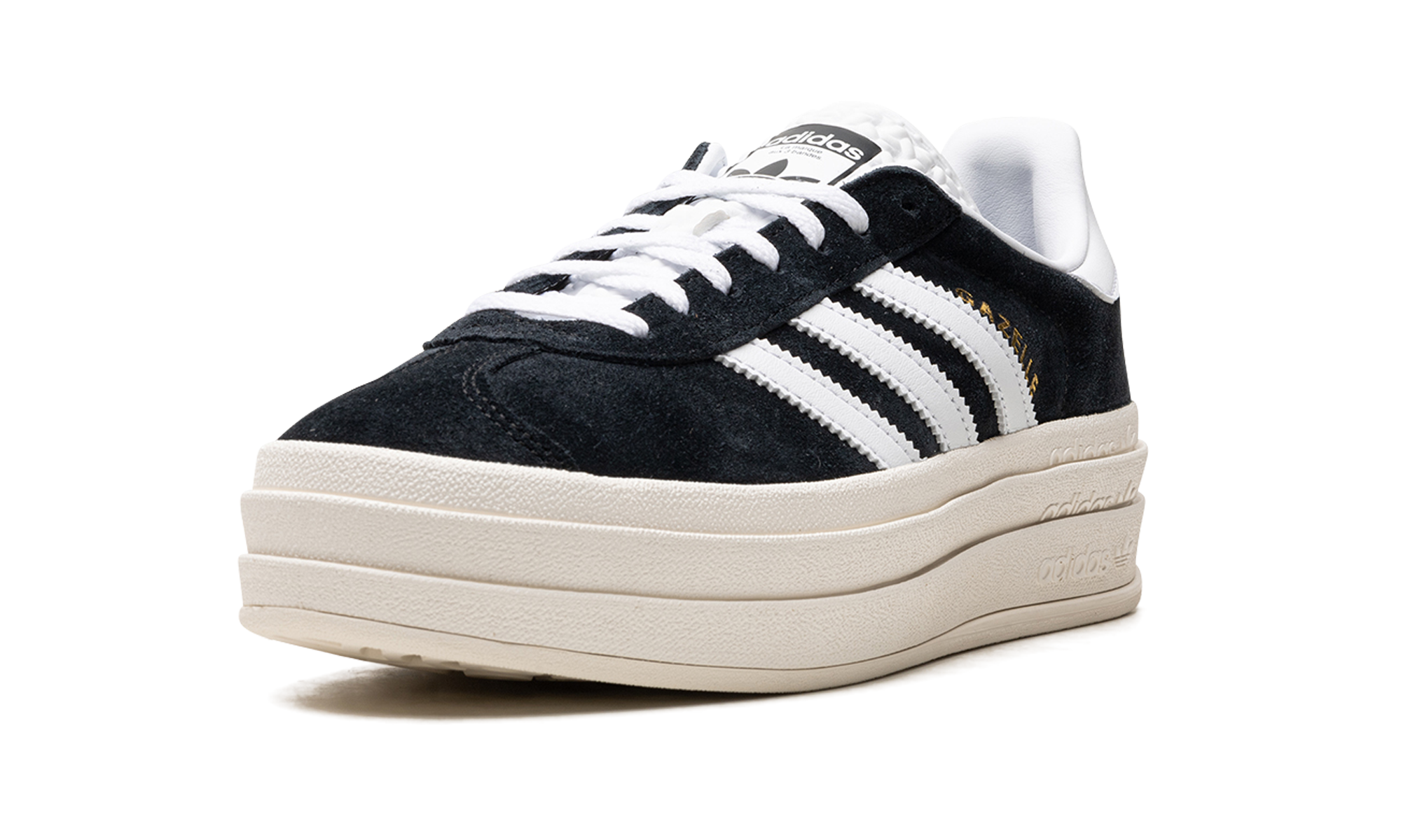 adidas gazelle bold core black white women s+HQ6912+left diagnol single view