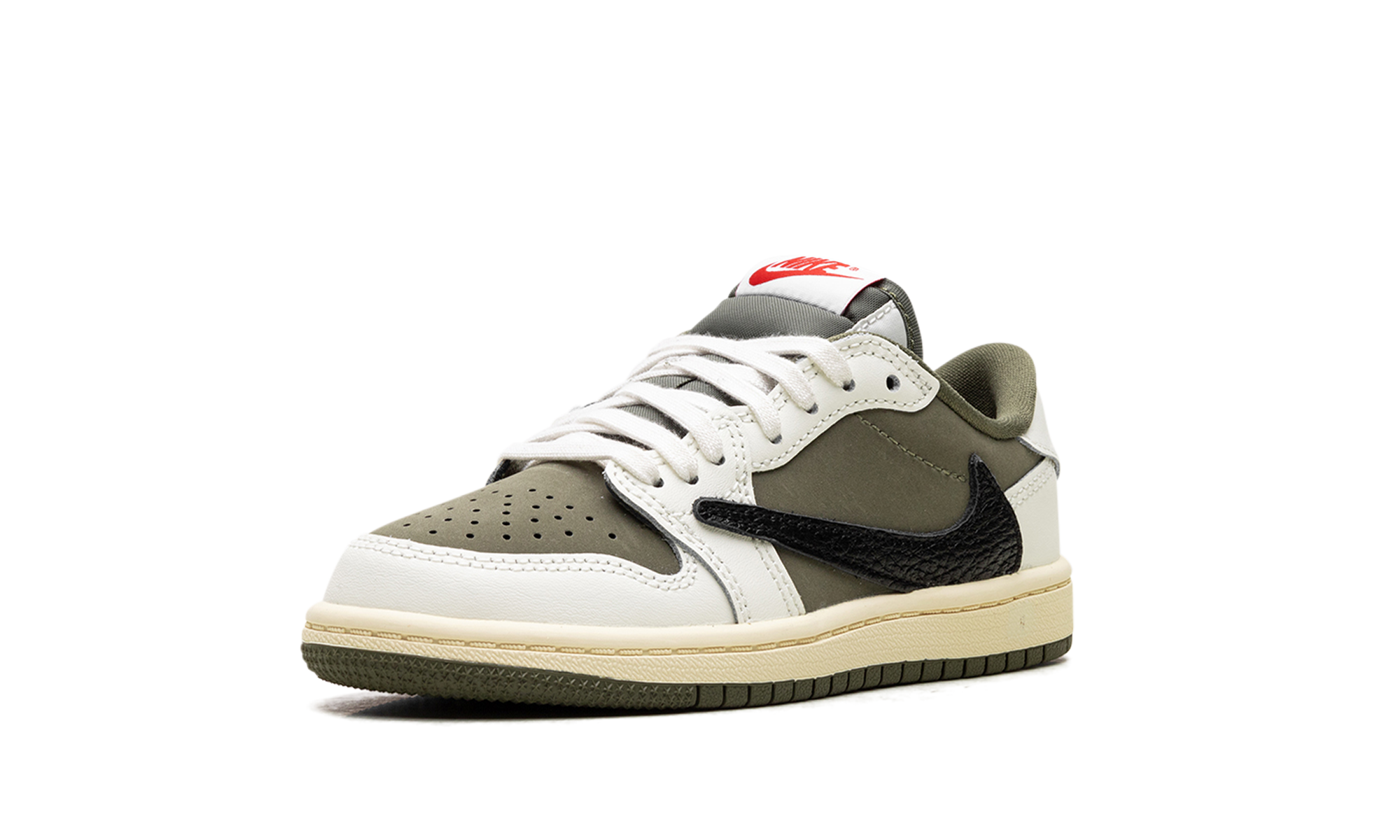 jordan 1 retro low og sp travis scott medium olive ps+DO5442-200+left diagnol single view