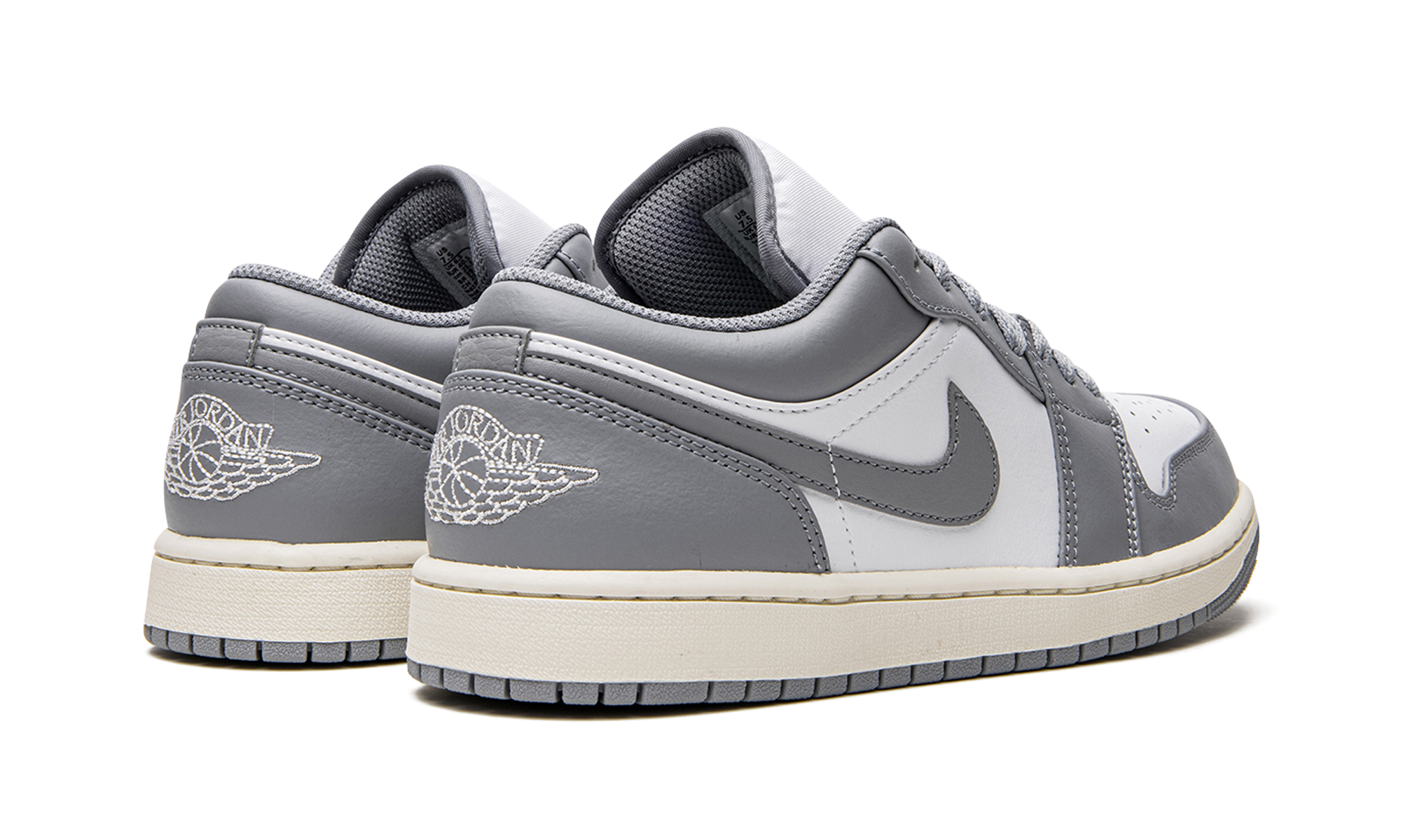 air jordan 1 low vintage stealth grey+553558-053+diagnol right behind view