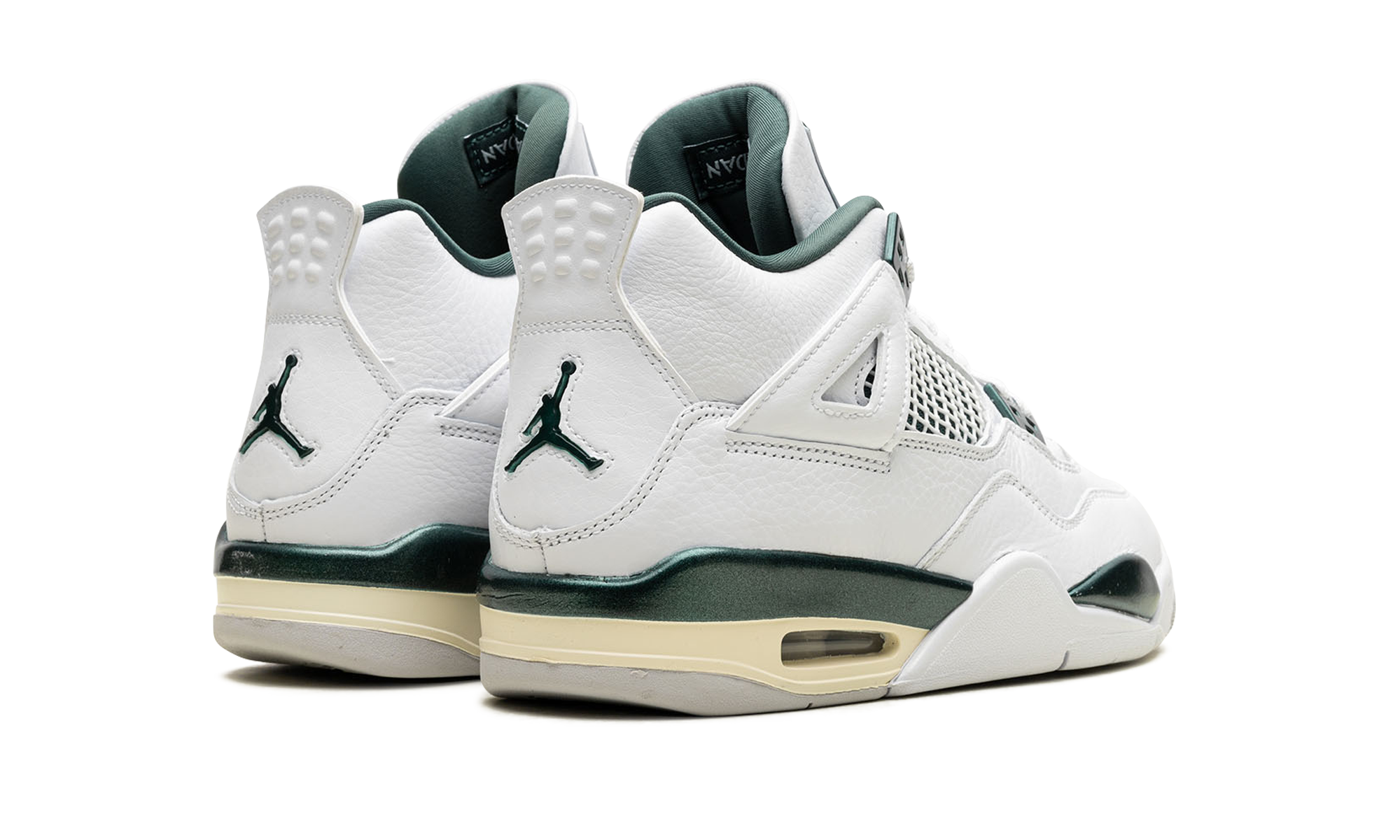 jordan 4 retro oxidized green gs+FQ8213-103+diagnol right behind view