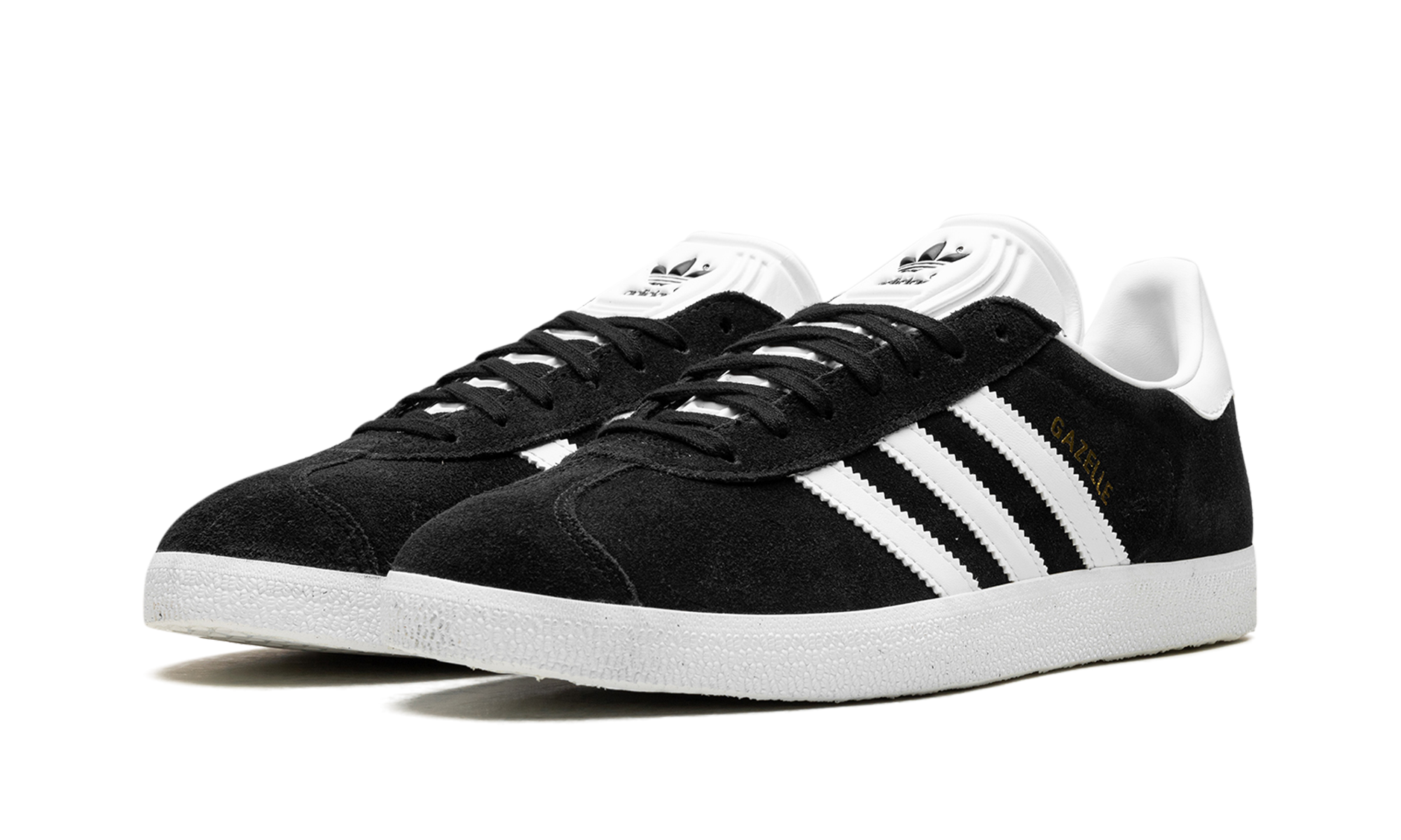adidas gazelle core black cloud white gold+BB5476+diagnol left view