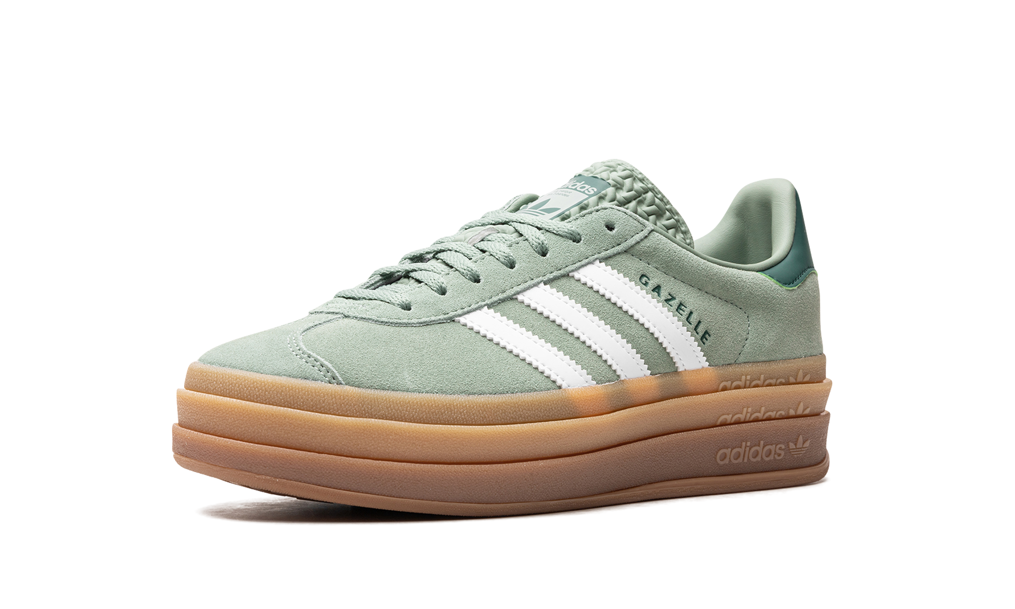 adidas gazelle bold silver green gum womens+ID6998+left diagnol single view