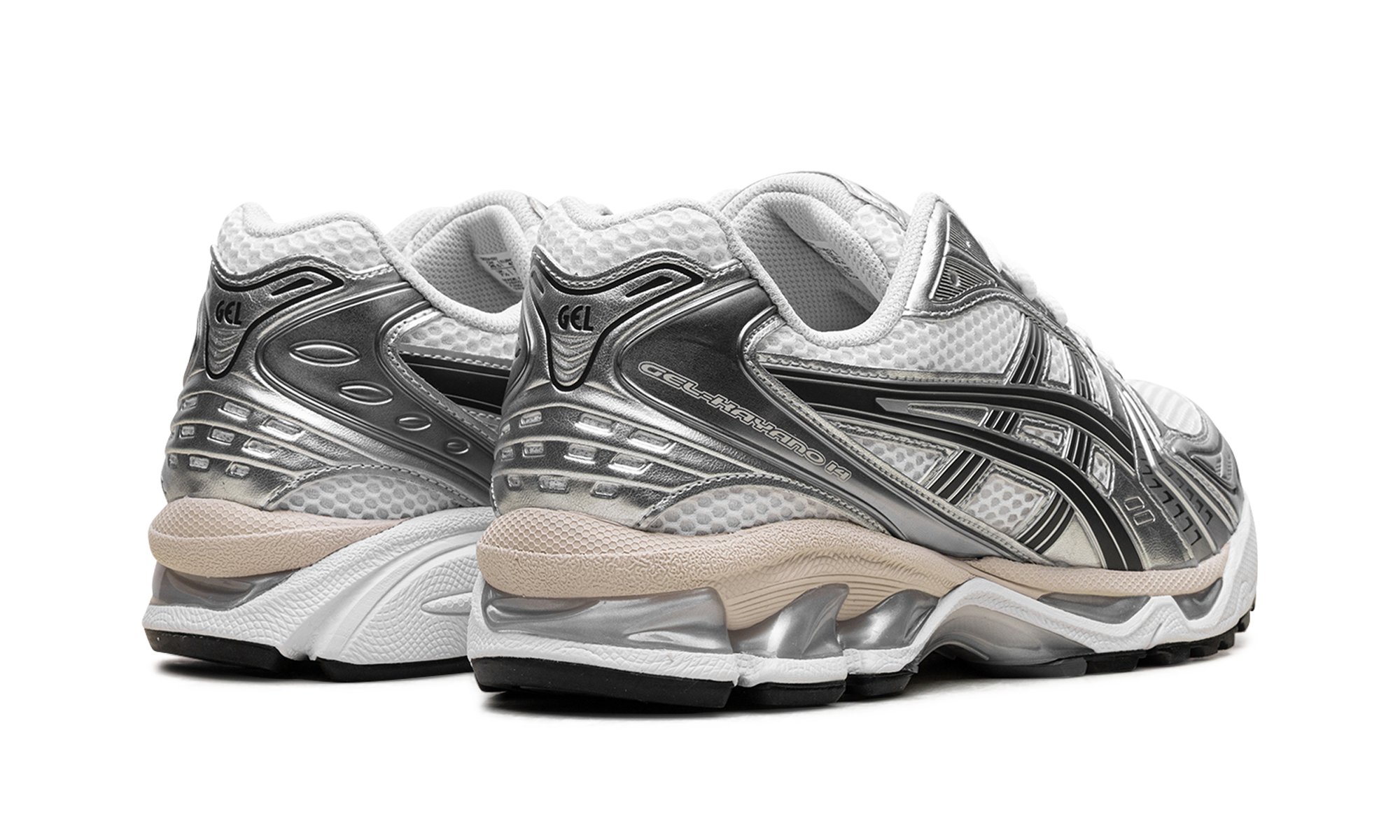 asics gel kayano 14 white graphite grey+1203A537-110+diagnol right behind view