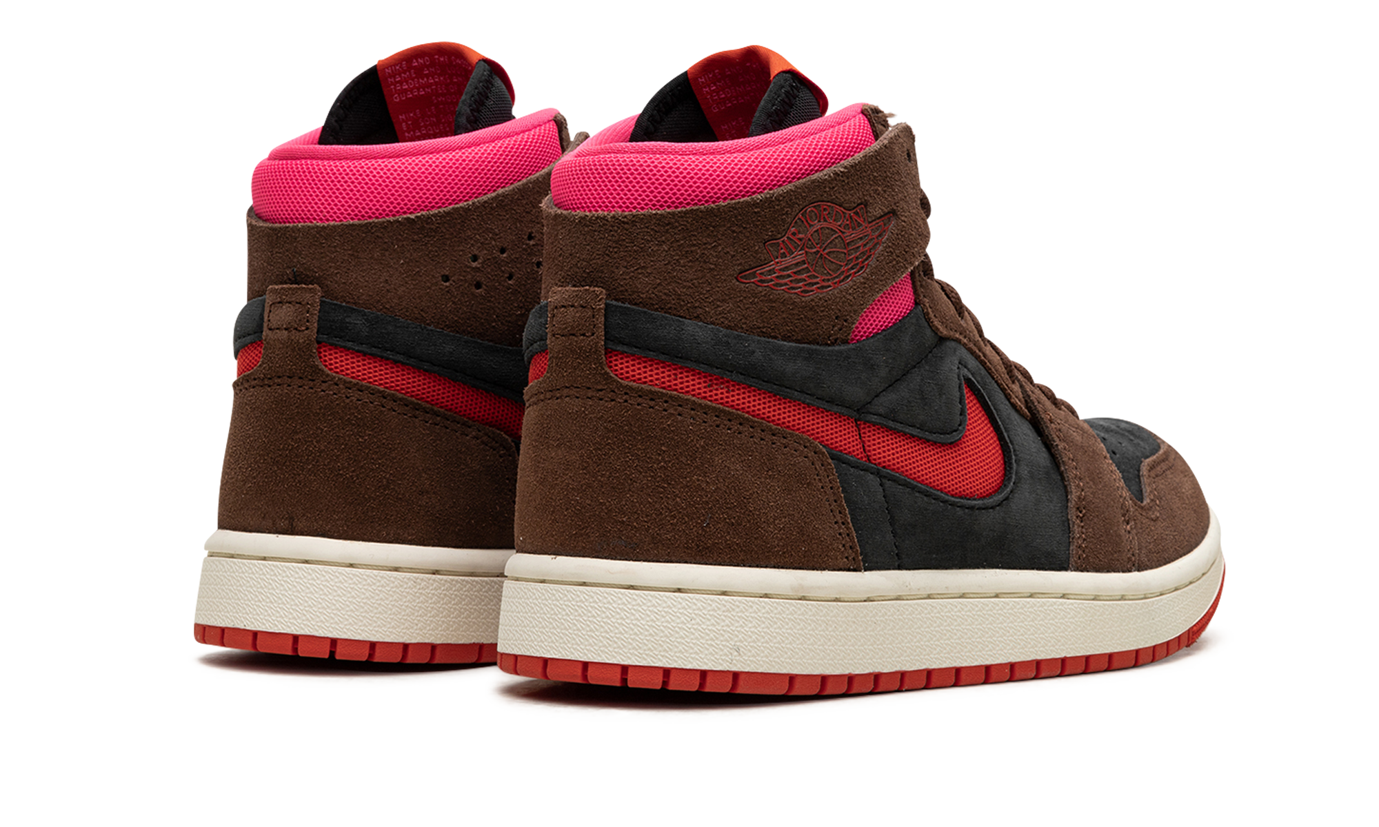 jordan 1 high zoom air cmft 2 cacao wow picante red women s+DV1305-206+diagnol right behind view