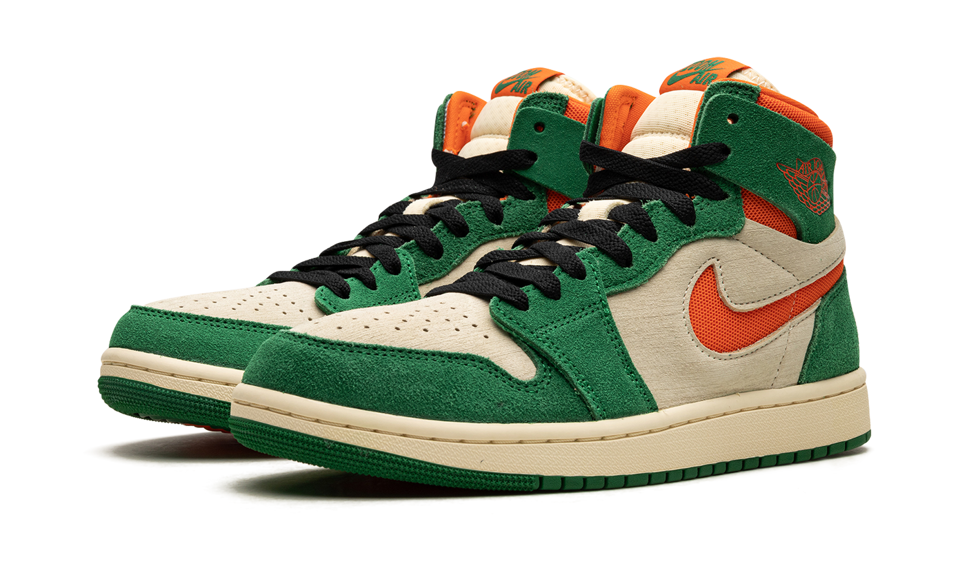 jordan 1 high zoom air cmft 2 pine green orange blaze women s+DV1305-308+diagnol left view