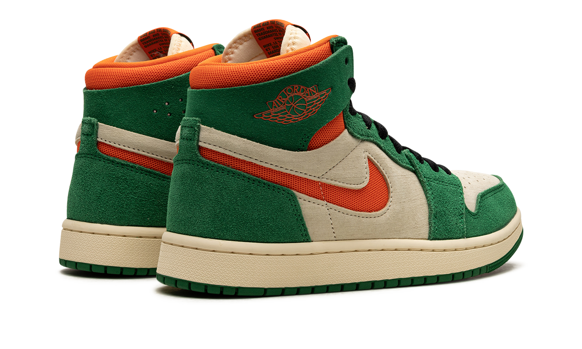 jordan 1 high zoom air cmft 2 pine green orange blaze women s+DV1305-308+diagnol right behind view
