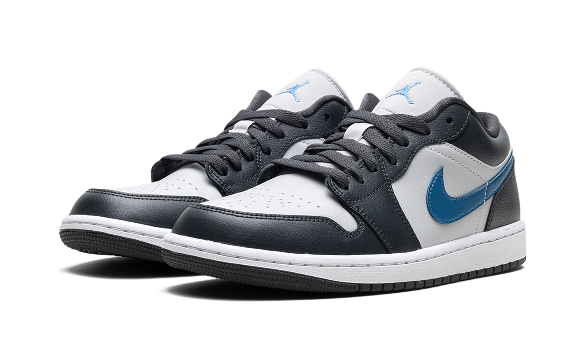 jordan 1 low anthracite industrial blue women s+DC0774-040+diagnol left view