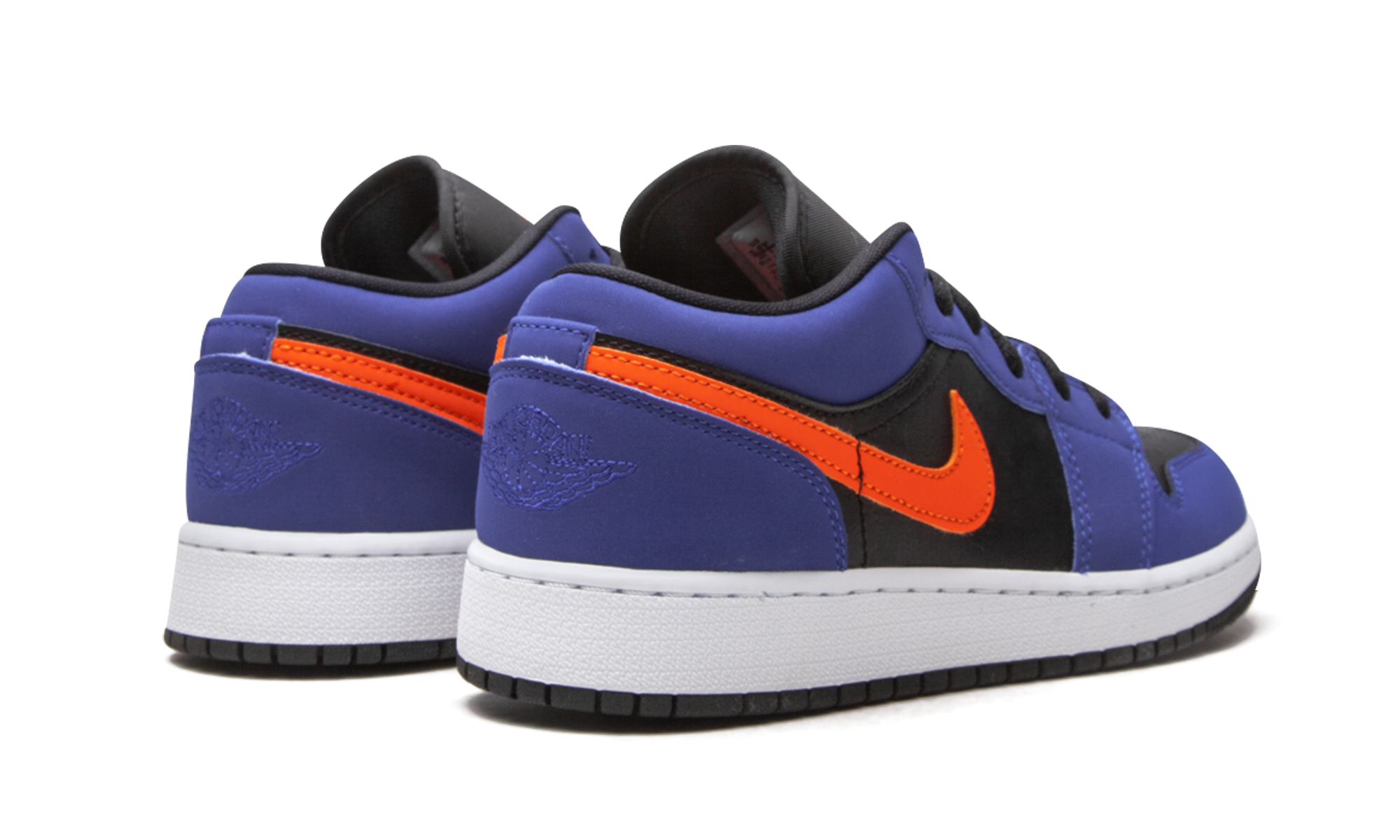 jordan 1 low black blue orange gs+553560-480+diagnol right behind view