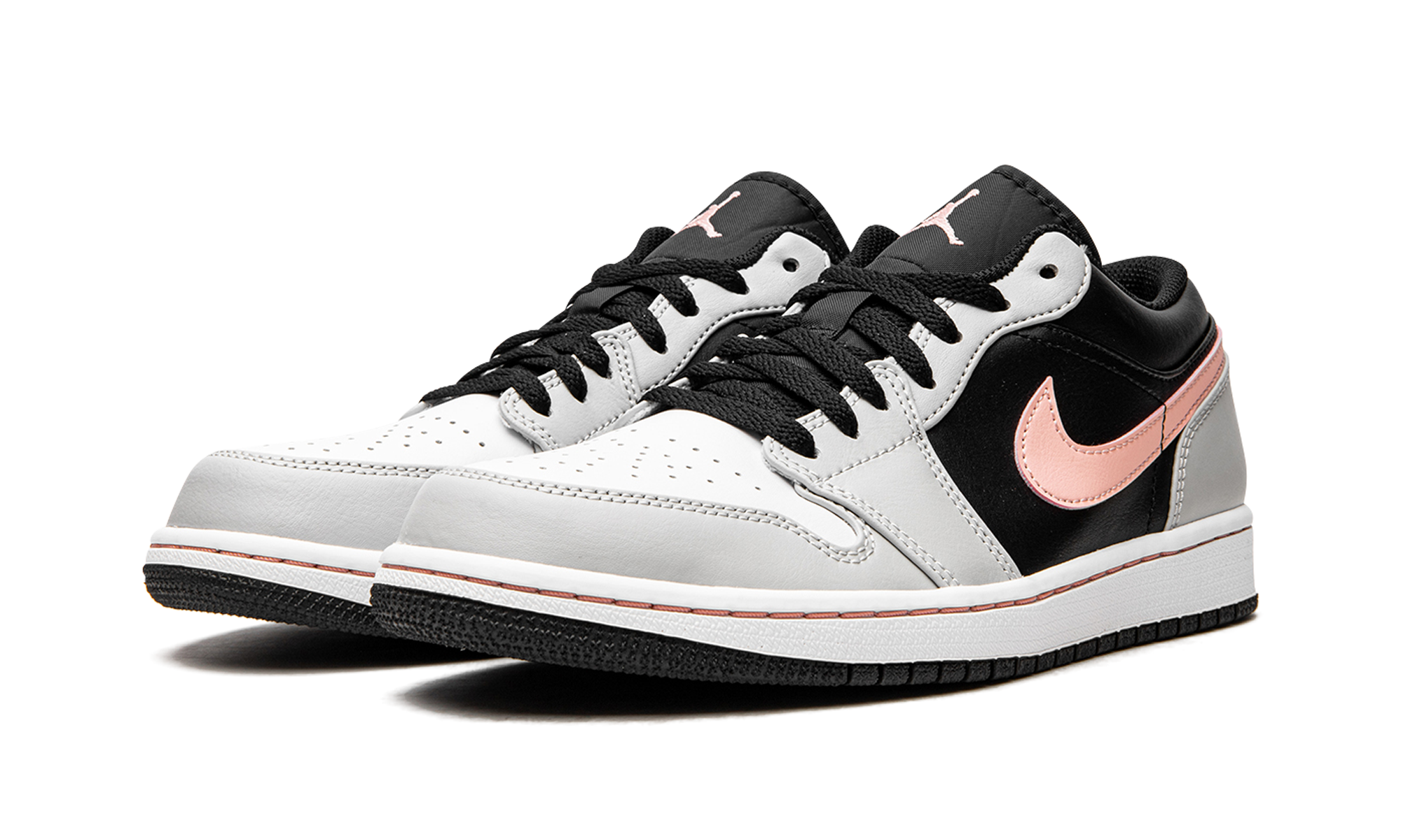 jordan 1 low black grey pink+553558-062+diagnol left view
