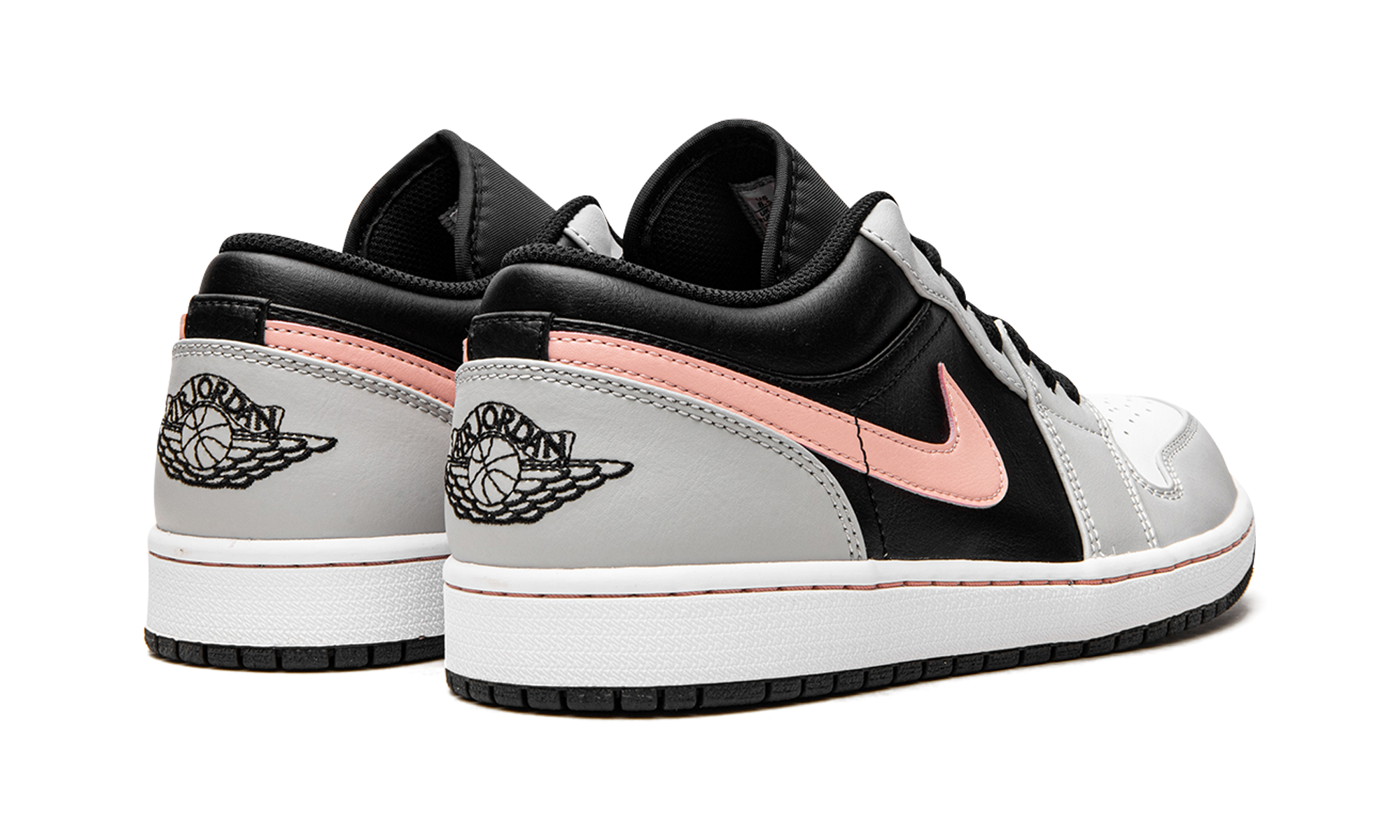 jordan 1 low black grey pink+553558-062+diagnol right behind view