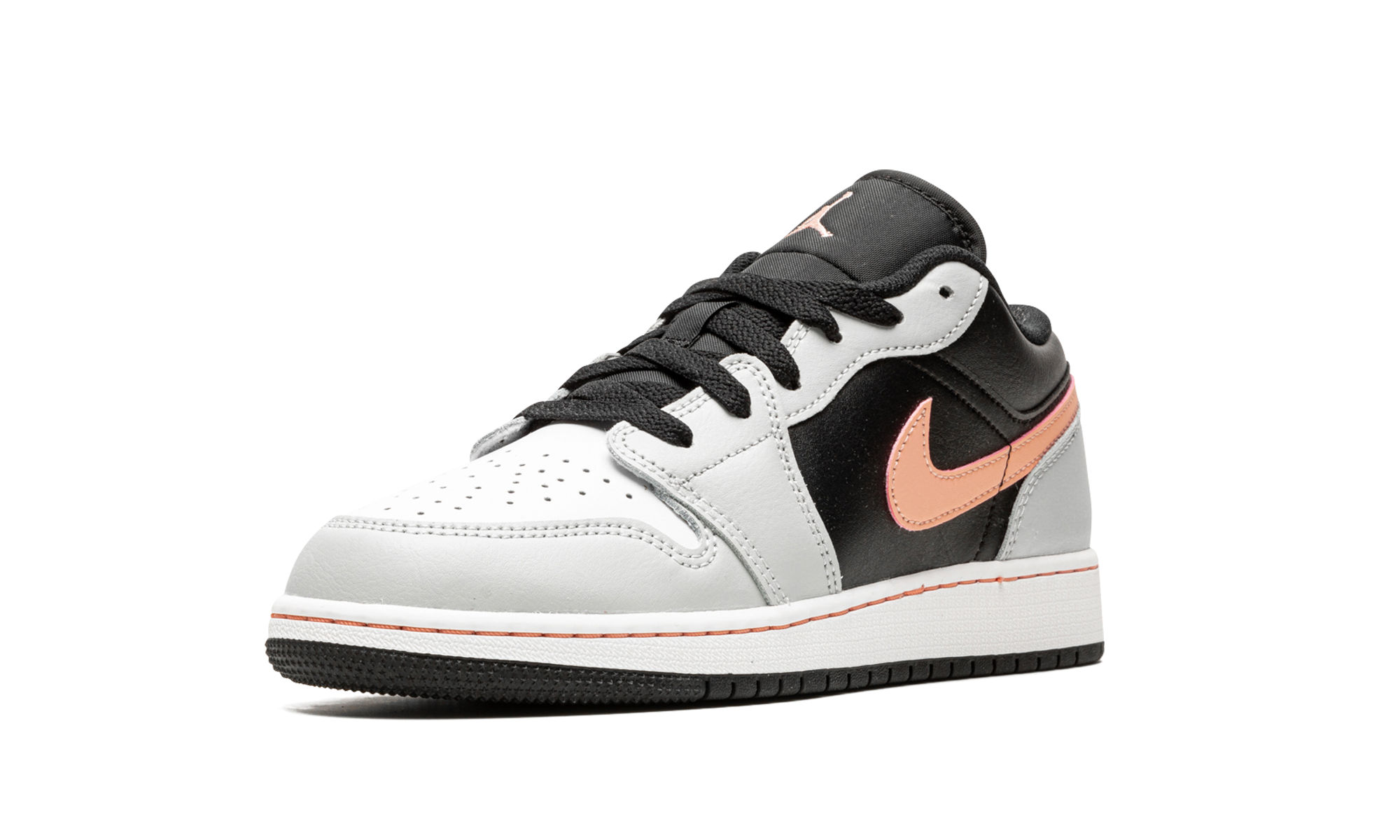 jordan 1 low black grey pink gs+553560-062+left diagnol single view