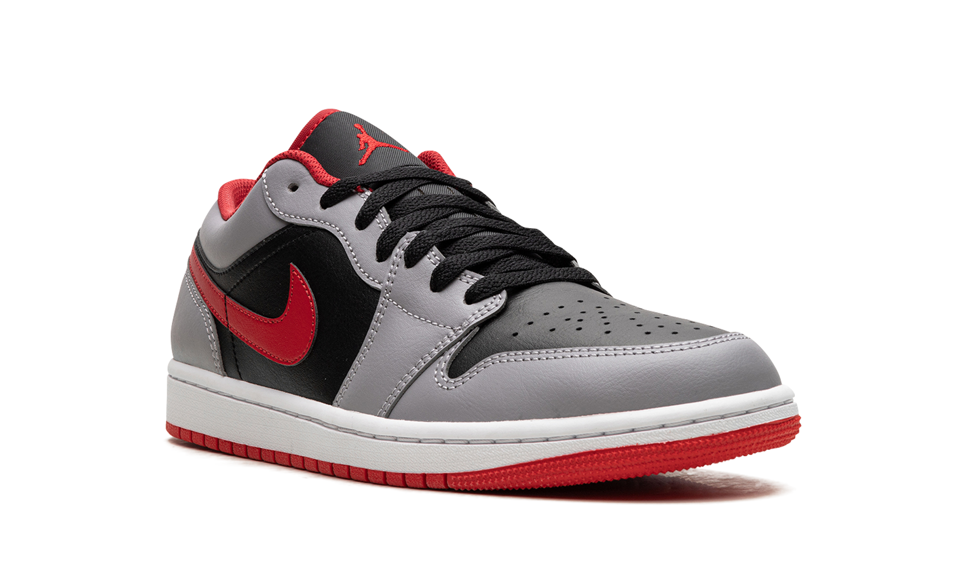 jordan 1 low black light smoke grey gym red+553558-060+diagnol right view