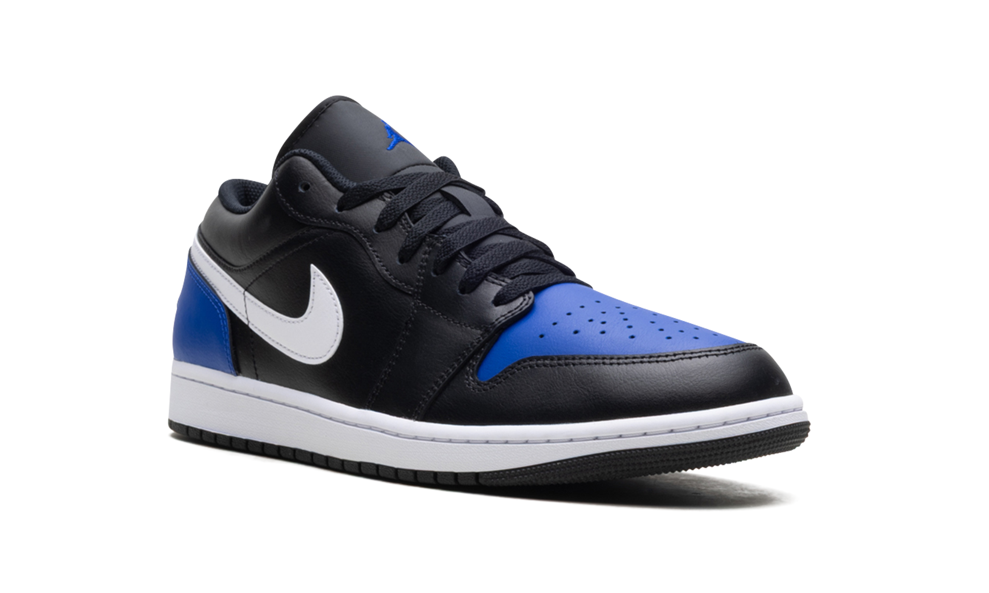 jordan 1 low black royal toe+553558-042+diagnol right view