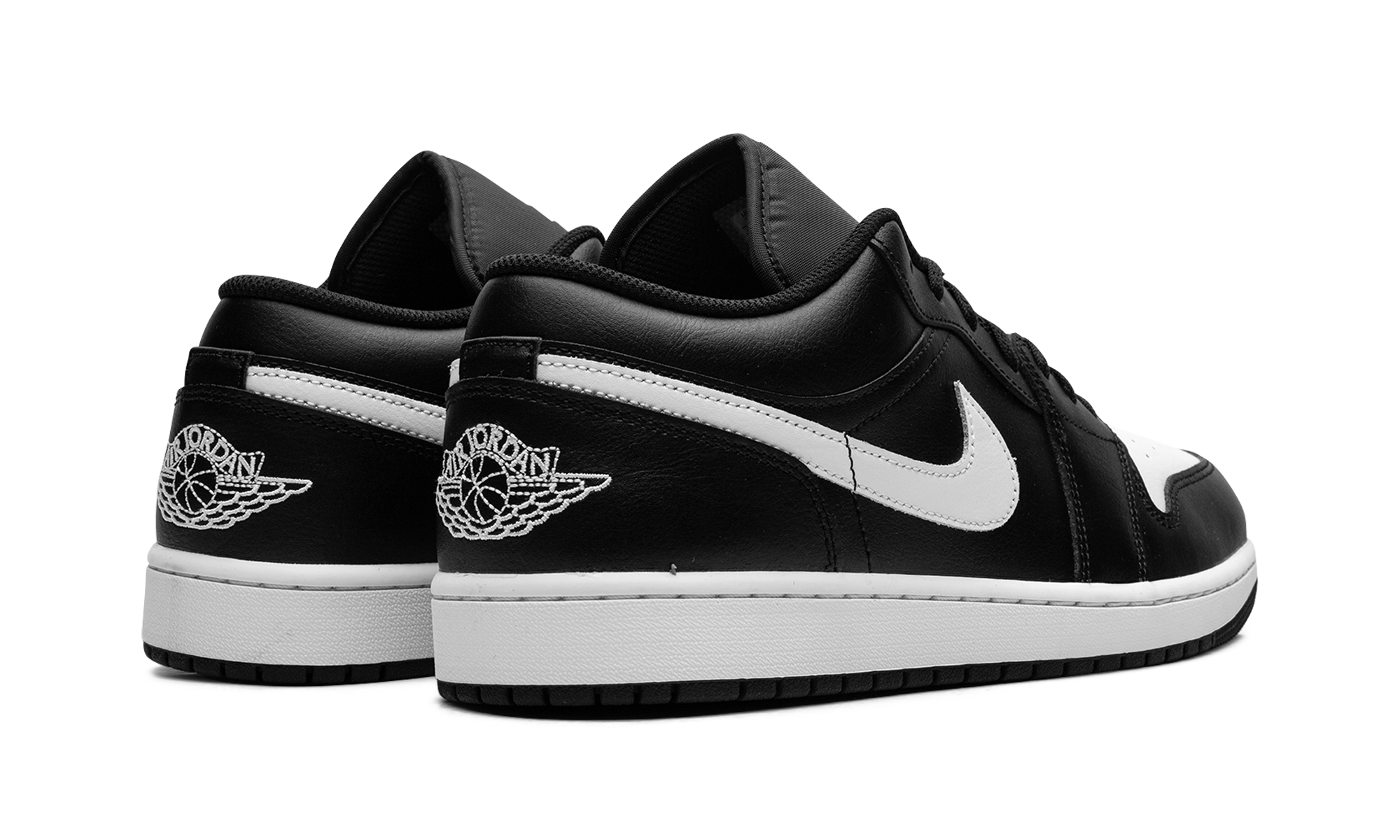 jordan 1 low black summit white+553558-043+diagnol right behind view