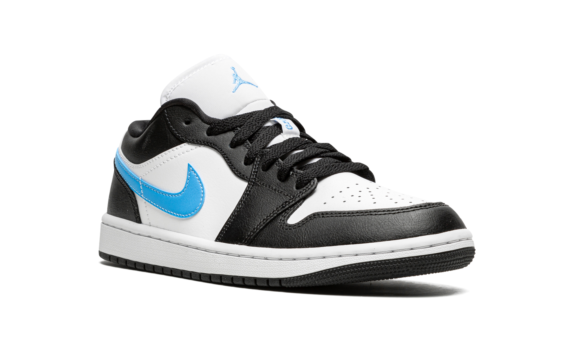 jordan 1 low black university blue white women s+DC0774-041+diagnol right view
