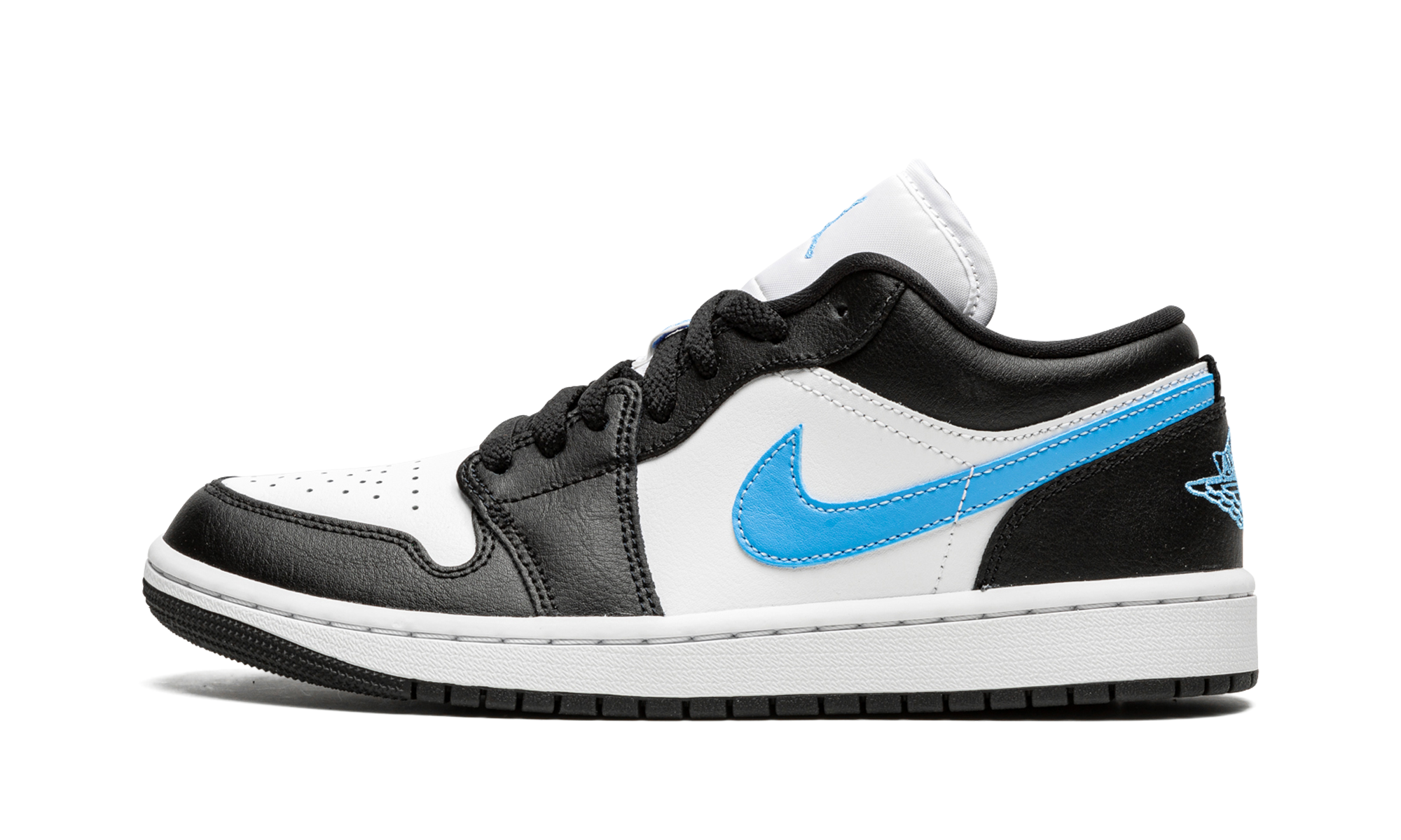 jordan 1 low black university blue white women s+DC0774-041+diagnol right view 1