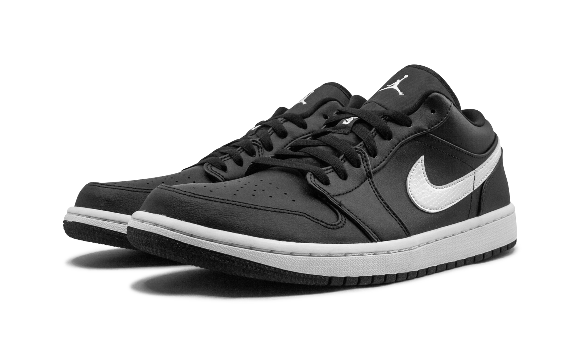 jordan 1 low black white women s+AO9944-001+diagnol left view