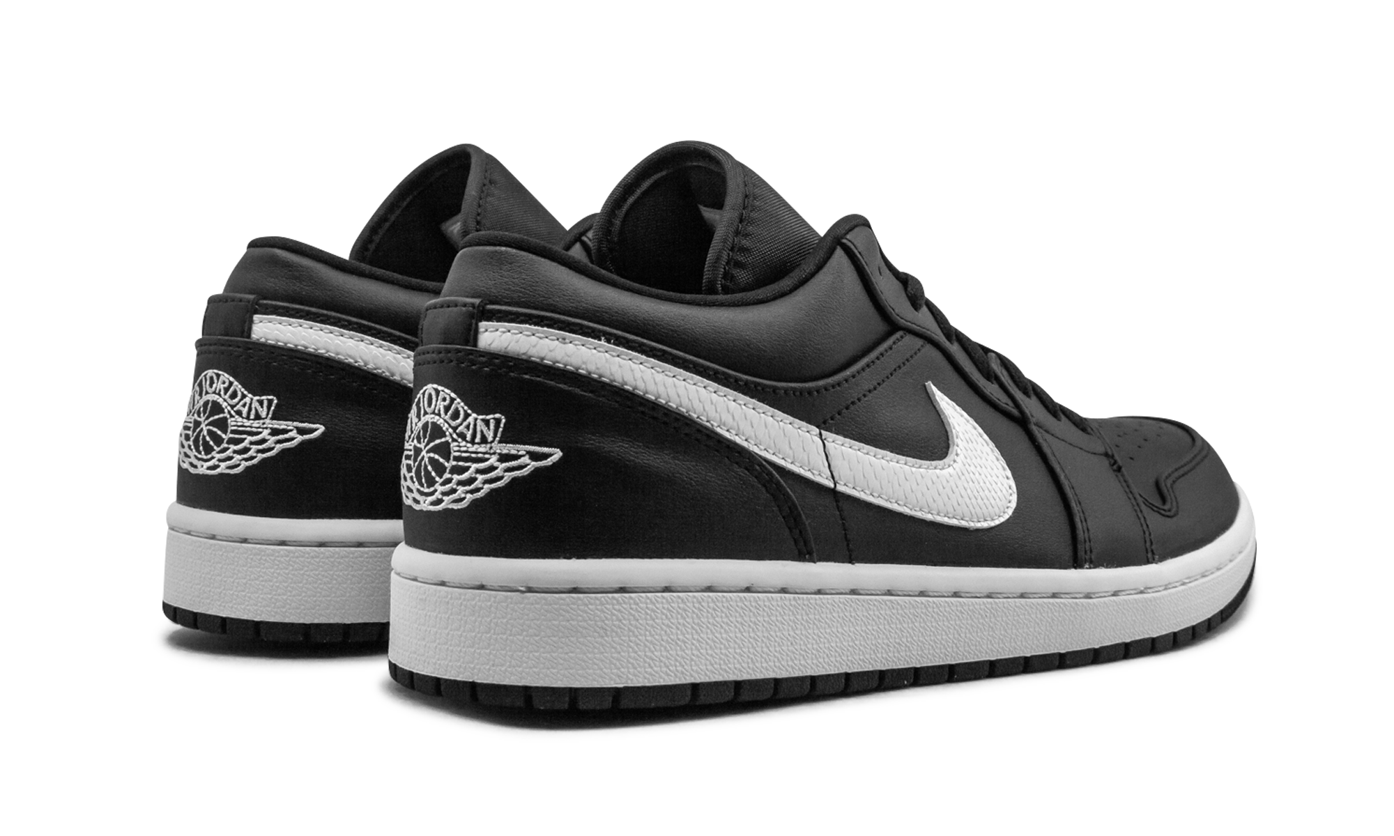 jordan 1 low black white women s+AO9944-001+diagnol right behind view