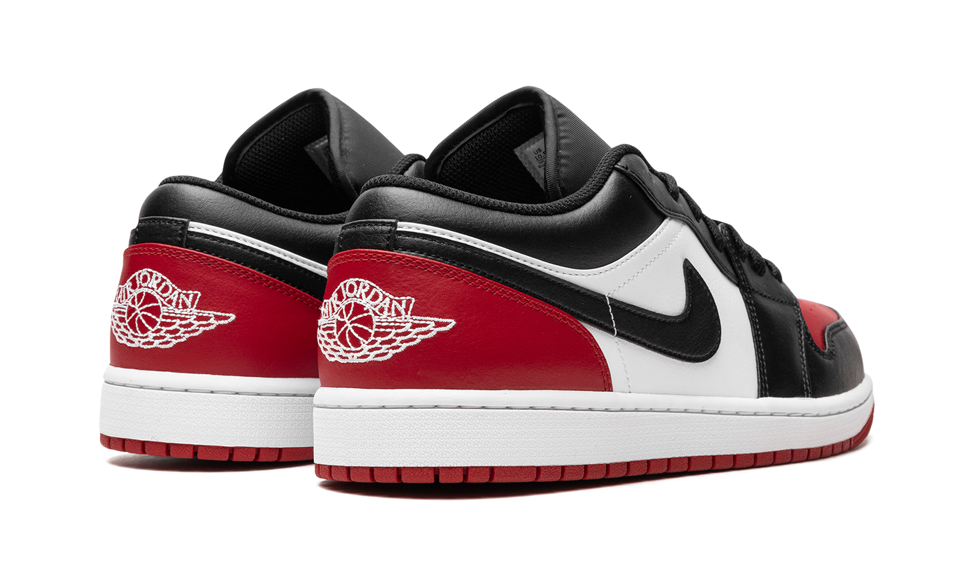 jordan 1 low bred toe 2 0+553558-161+diagnol right behind view