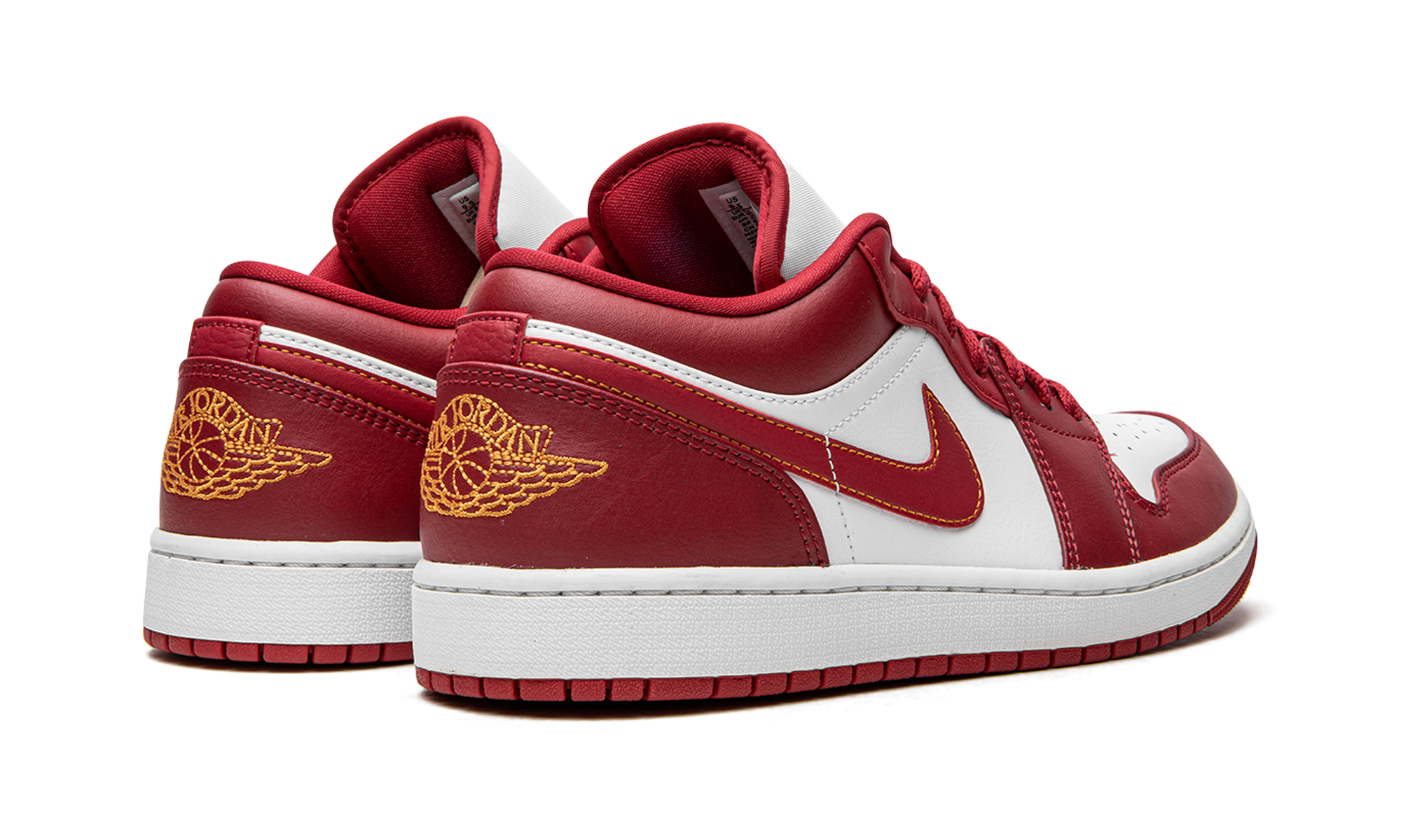 jordan 1 low cardinal red+553558-607+diagnol right behind view