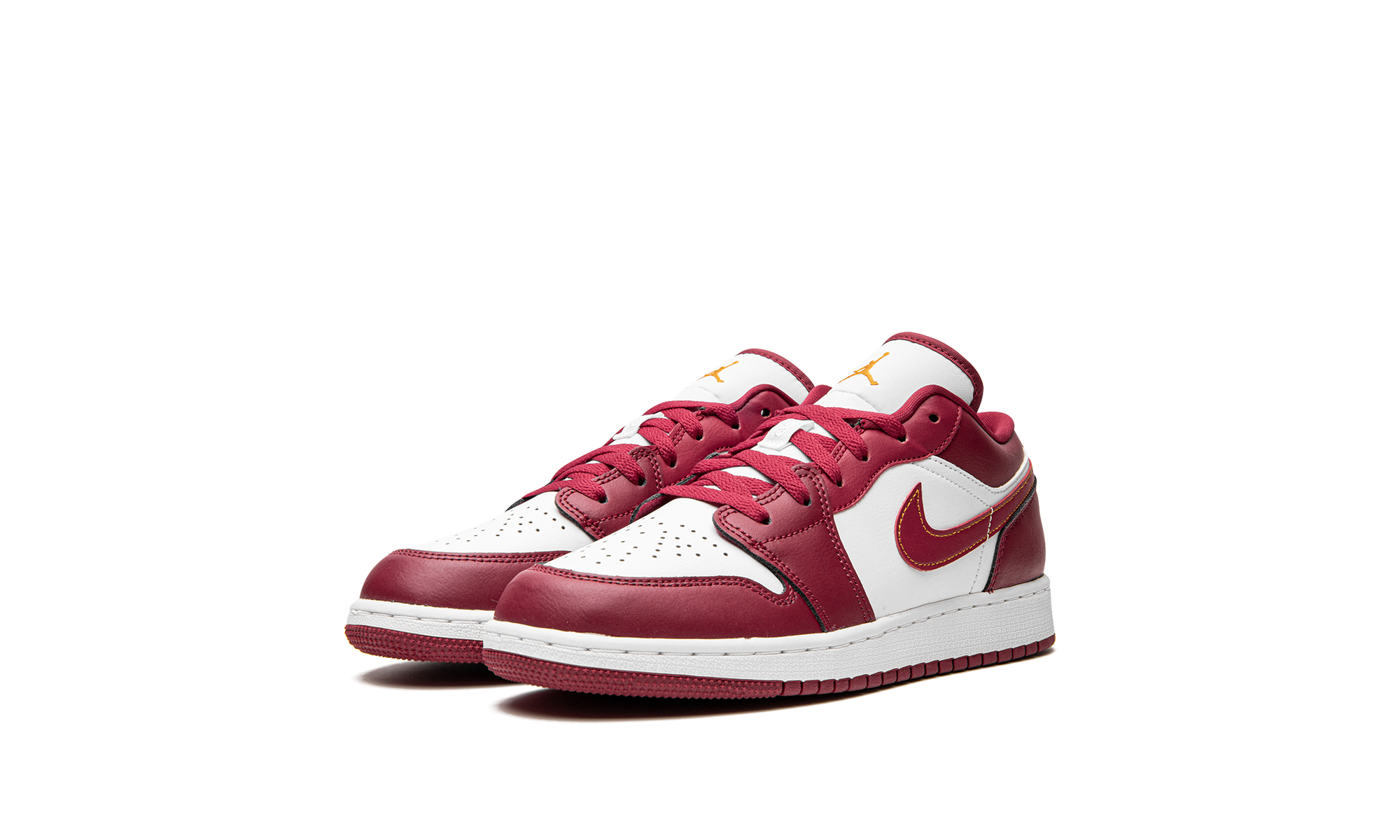 jordan 1 low cardinal red gs+553560-607+diagnol left view