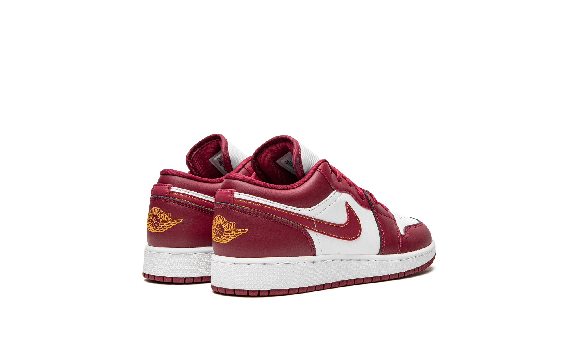 jordan 1 low cardinal red gs+553560-607+diagnol right behind view