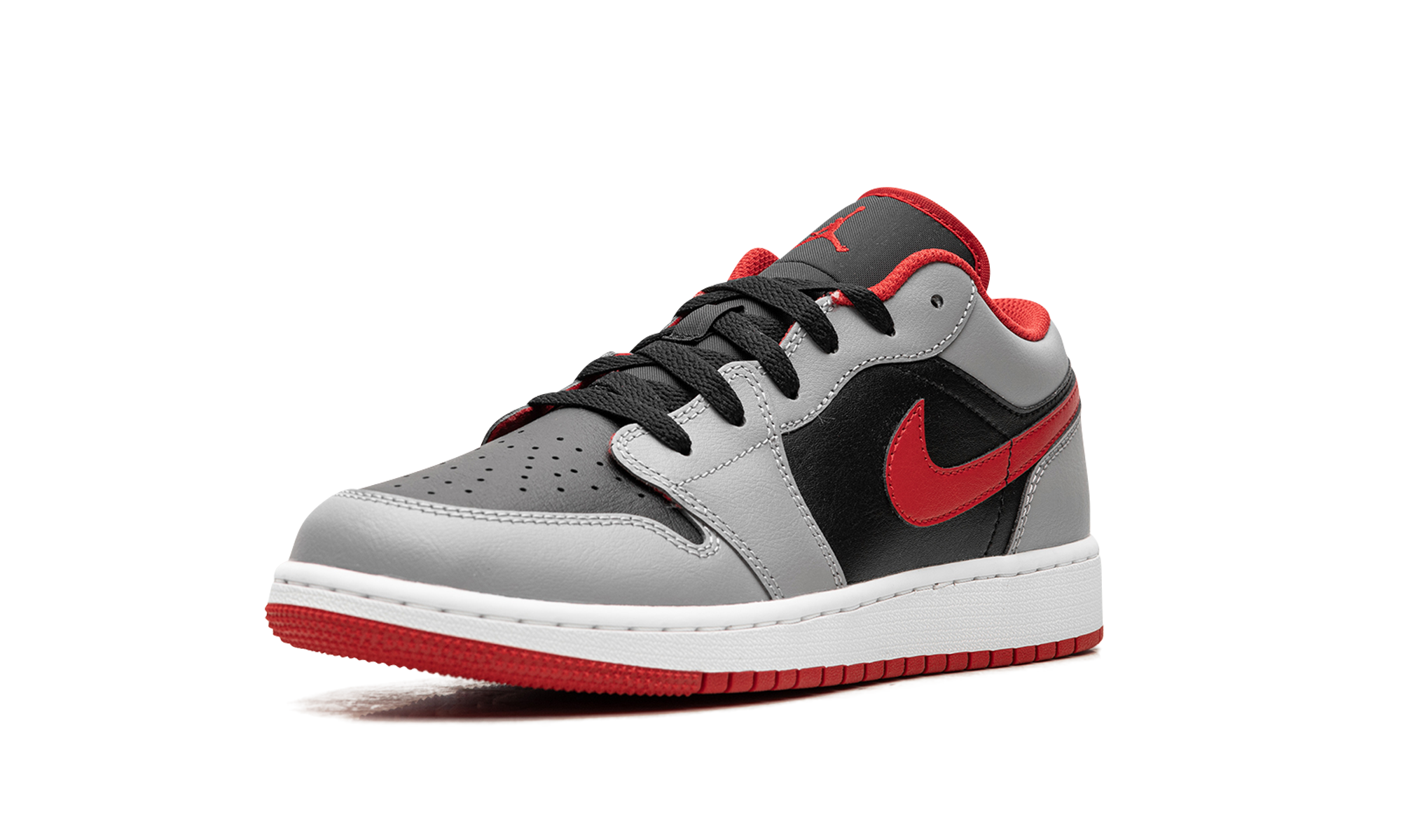 jordan 1 low cement fire red gs+553560-060+left diagnol single view