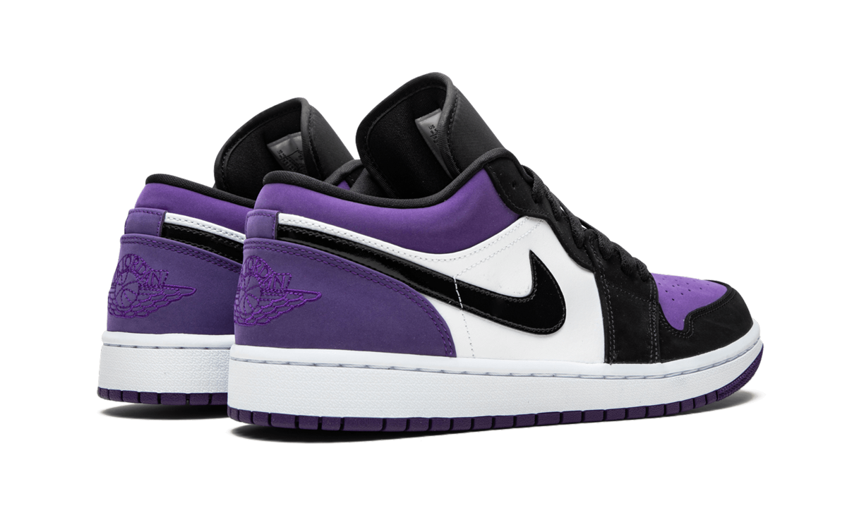 jordan 1 low court purple+553558-125+diagnol right behind view