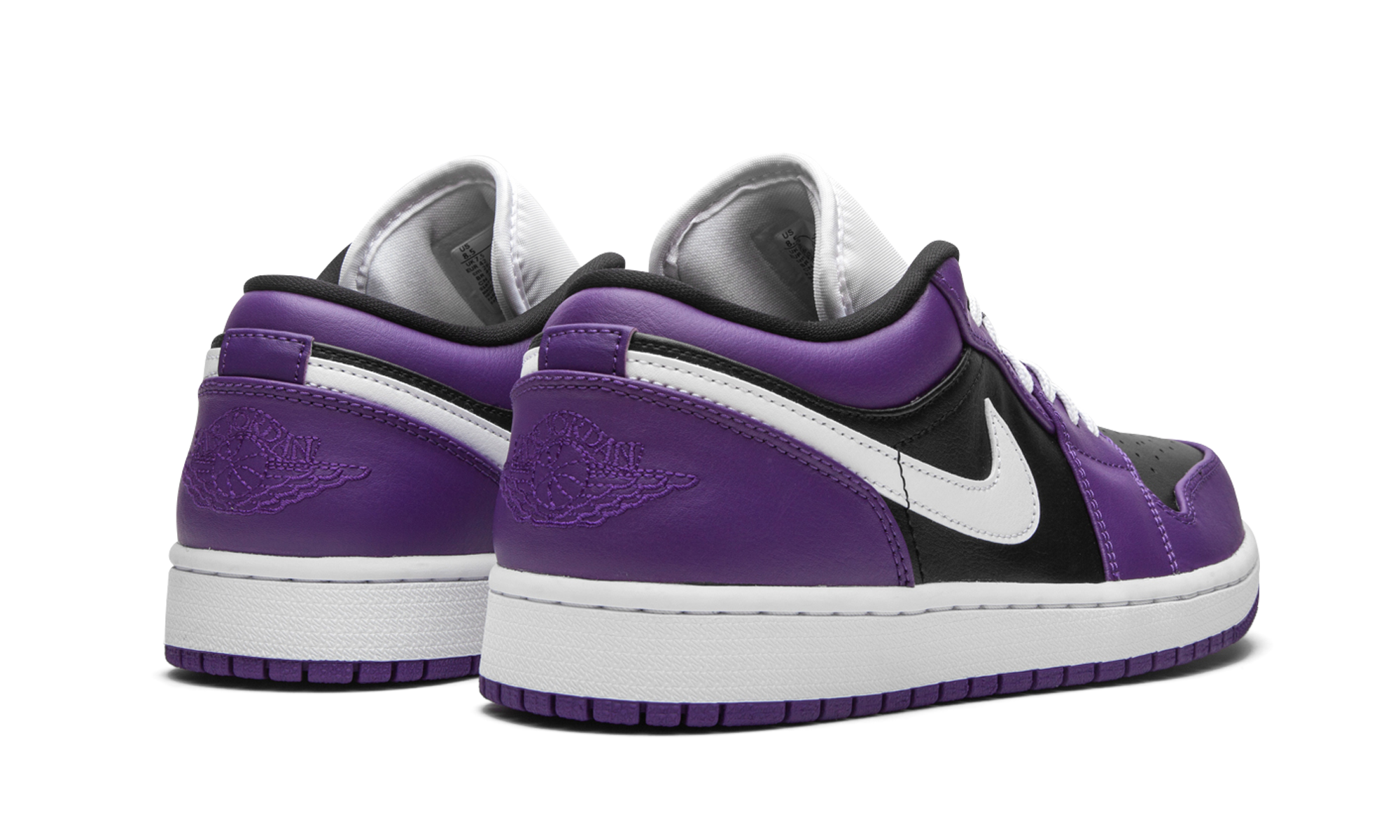 jordan 1 low court purple black+553558-501+diagnol right behind view
