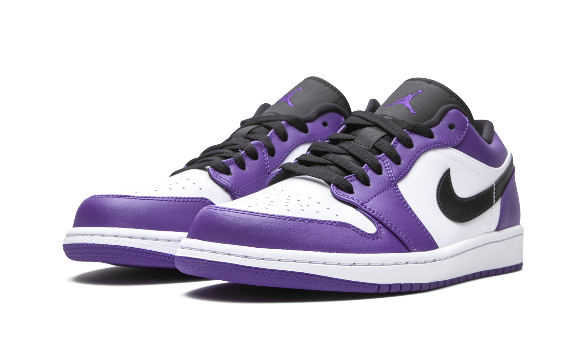 jordan 1 low court purple white+553558-500+diagnol left view