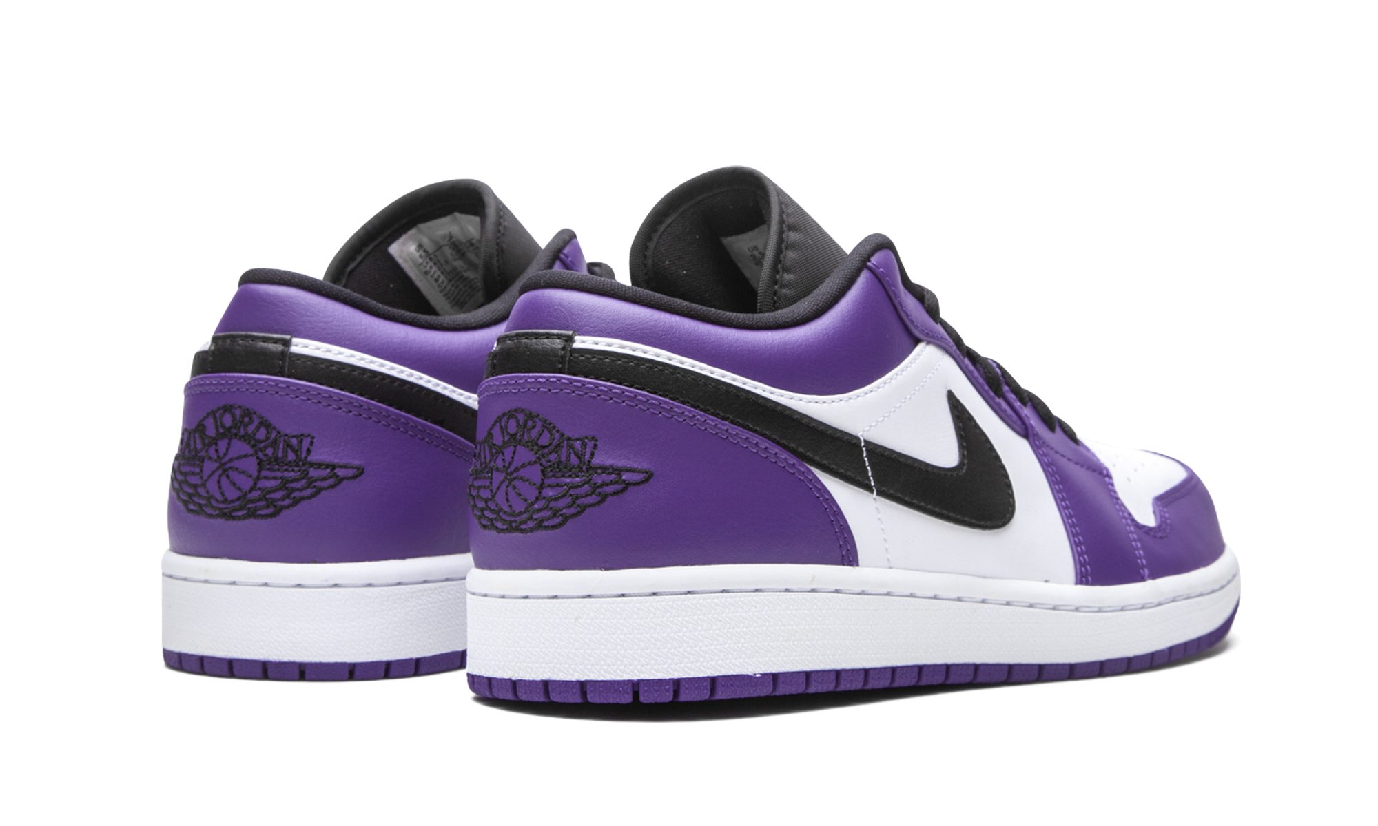 jordan 1 low court purple white+553558-500+diagnol right behind view