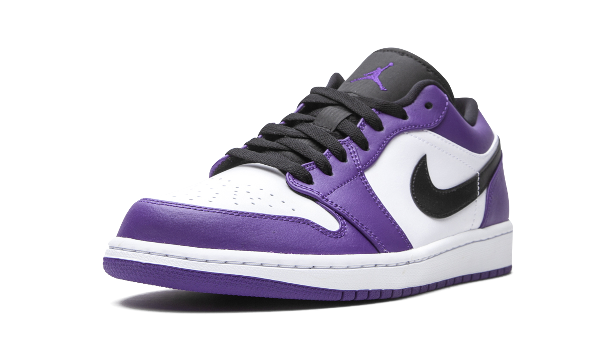 jordan 1 low court purple white+553558-500+left diagnol single view