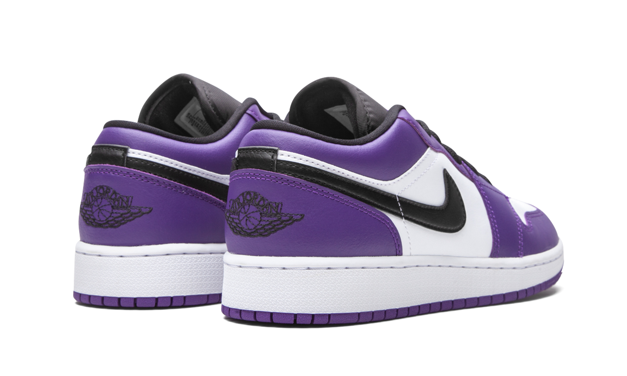 jordan 1 low court purple white gs+553560-500+diagnol right behind view