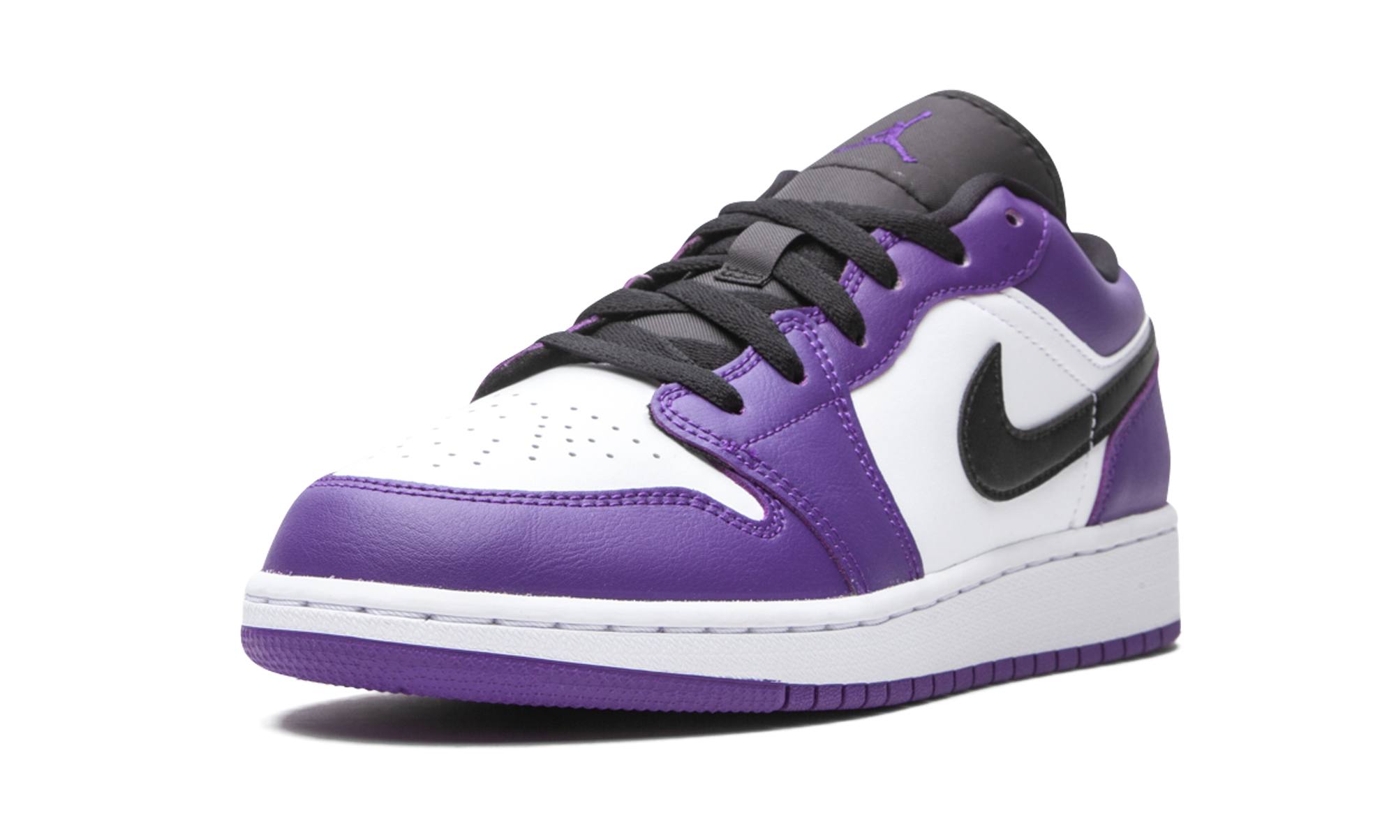 jordan 1 low court purple white gs+553560-500+left diagnol single view