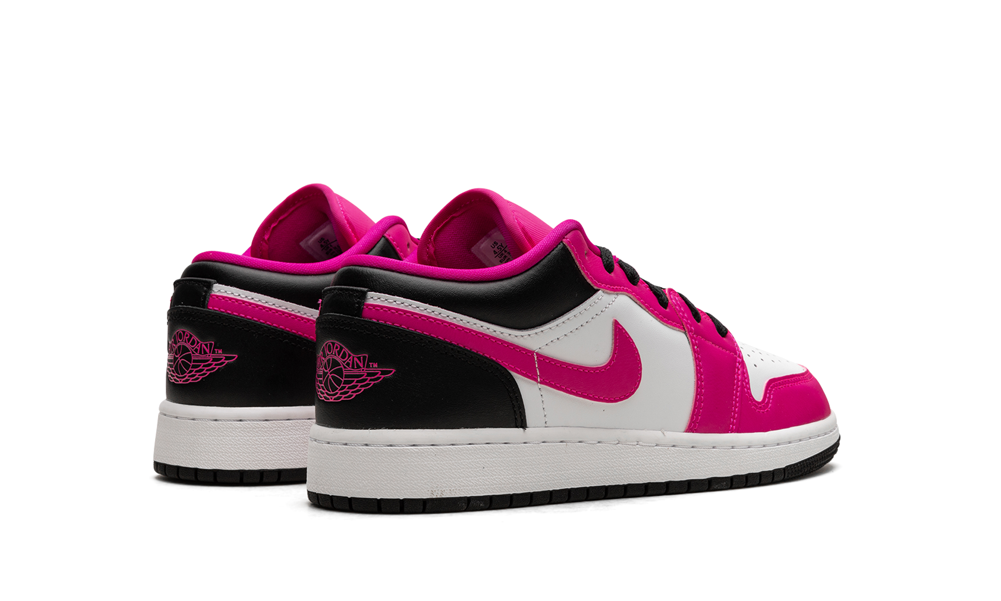 jordan 1 low fierce pink gs+DZ5365-601+diagnol right behind view