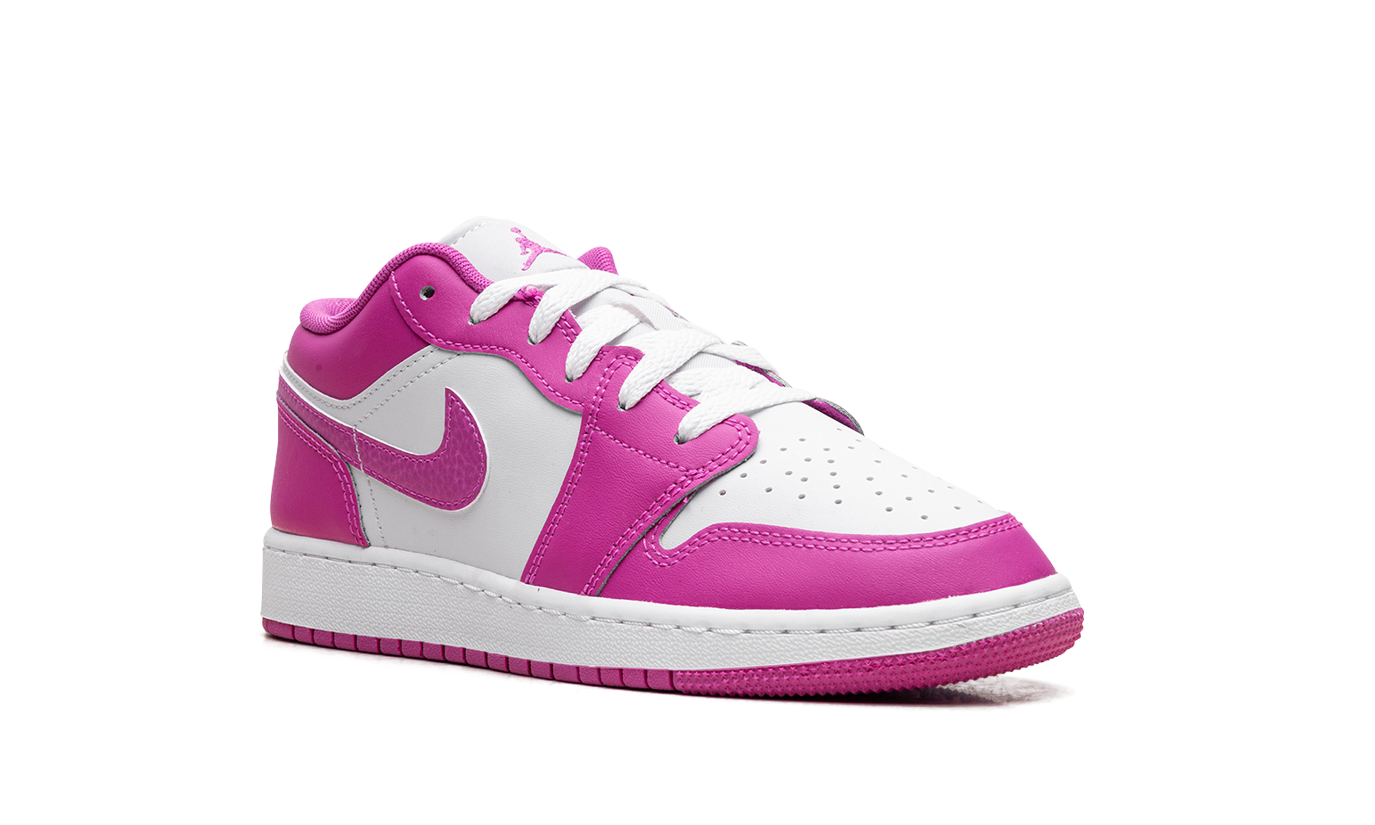 jordan 1 low fire pink gs+FV8486-600+diagnol right view